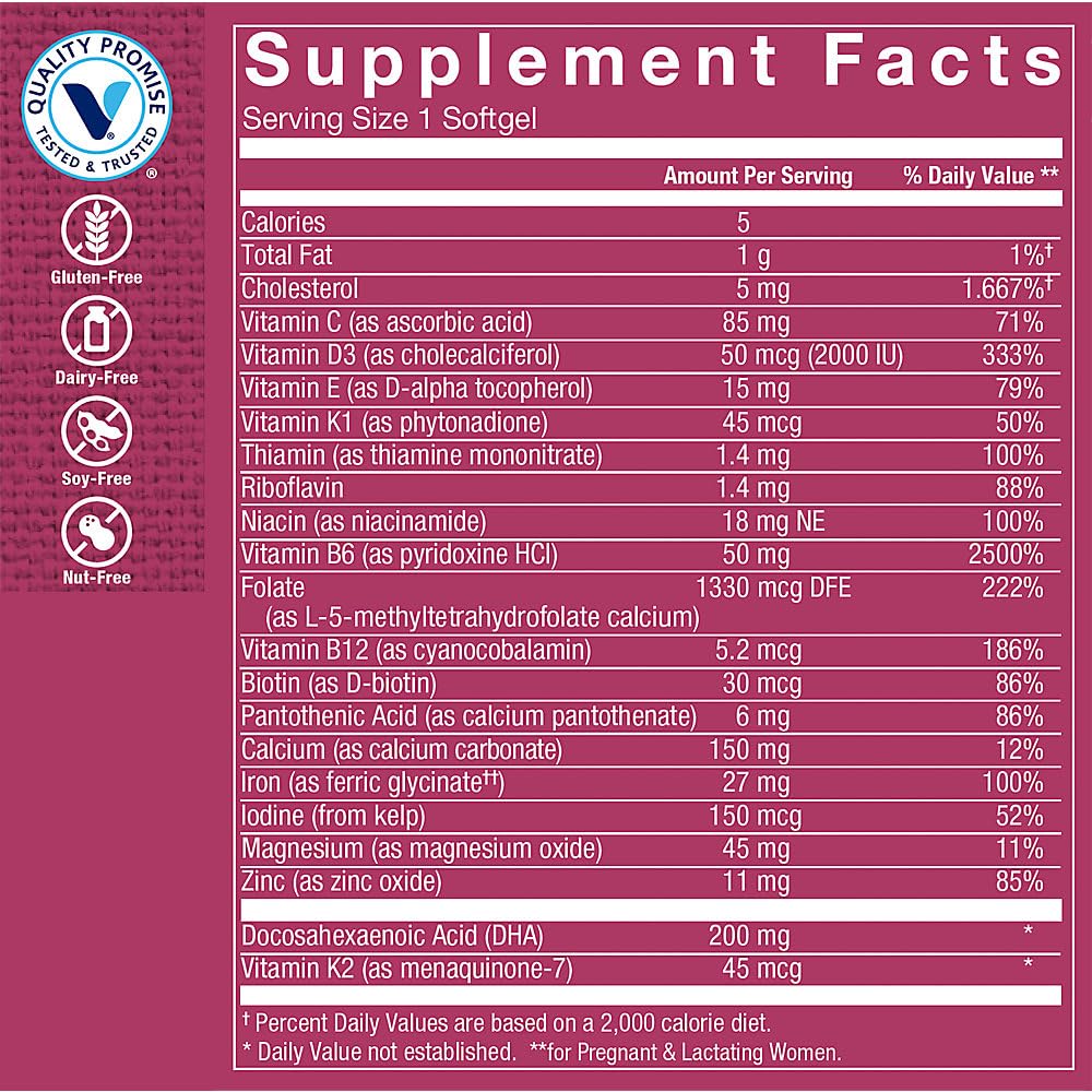 The Vitamin Shoppe One Daily Prenatal Multivitamin with DHA 60 Softgels