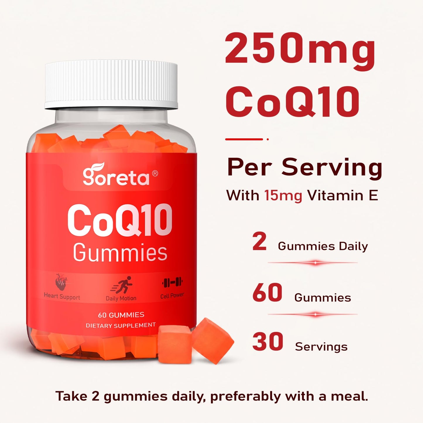 Goreta Sugar-Free CoQ10 Gummies, 60 Count