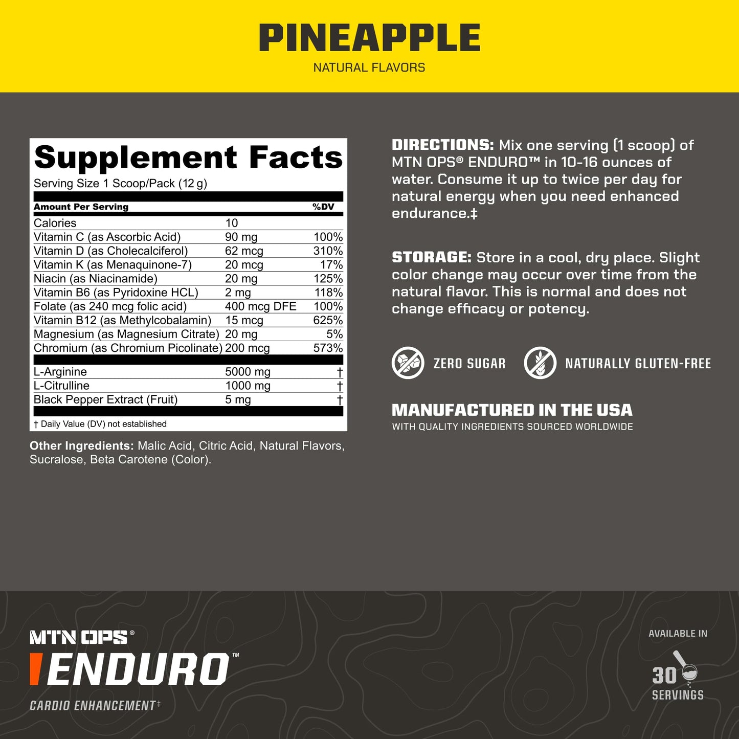 MTN OPS Enduro Stim-Free Pump Pre Workout Powder 12.7 Ounce