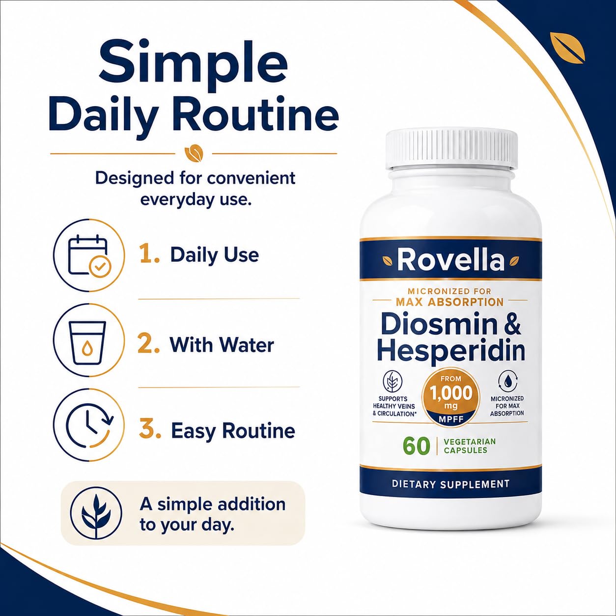 Rovella Diosmin & Hesperidin Capsules, 60 Count