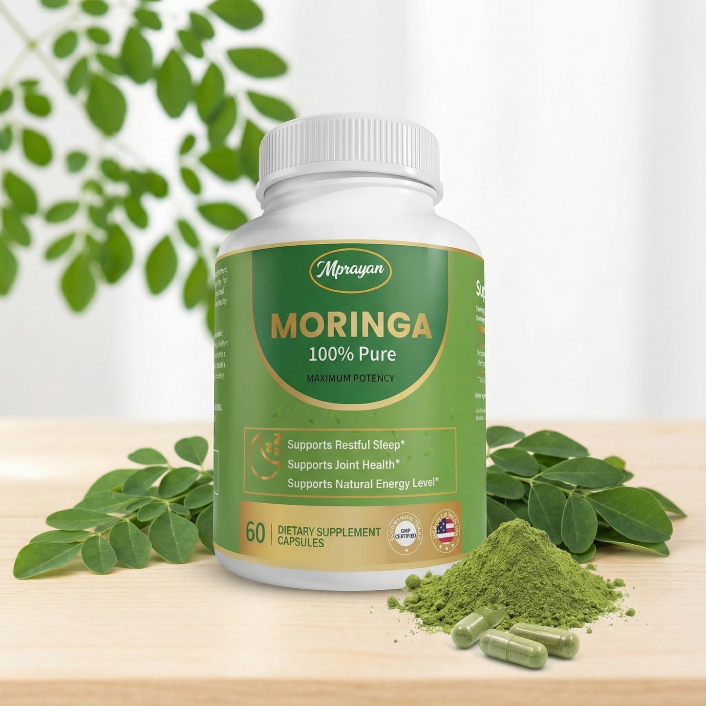 MPRAYAN Moringa Capsules, 60 Veg Capsules