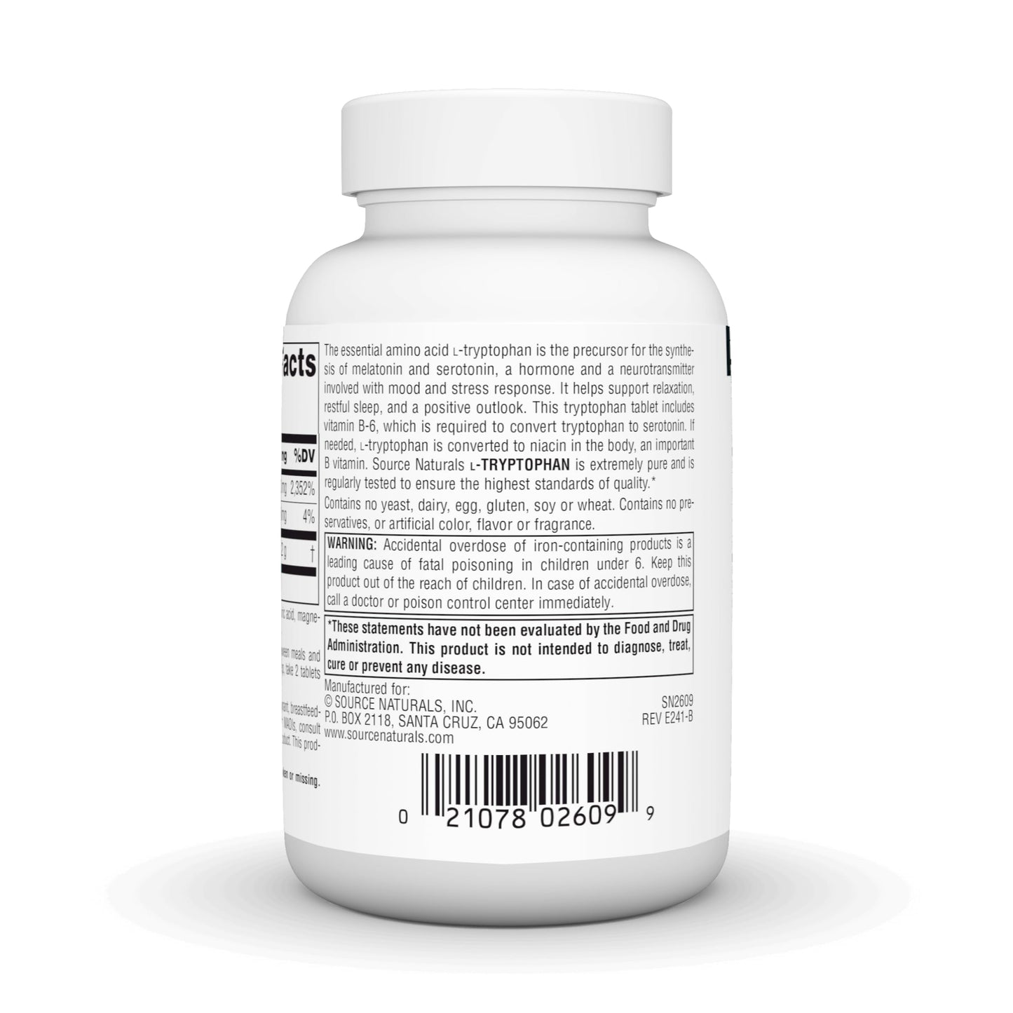 Source Naturals L-Tryptophan with Vitamin B-6 - Support Mood, Relaxation and Sleep - 1000mg, 60 Tablets