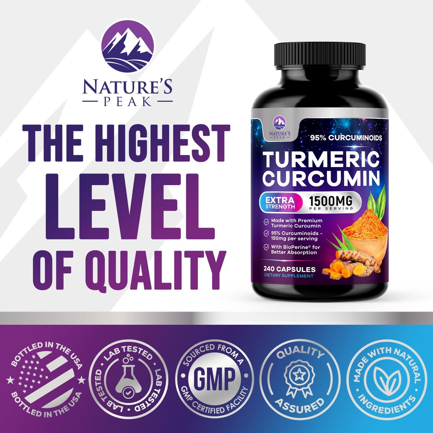 Nature's Peak Turmeric Curcumin Supplement Capsule 240 Capsules