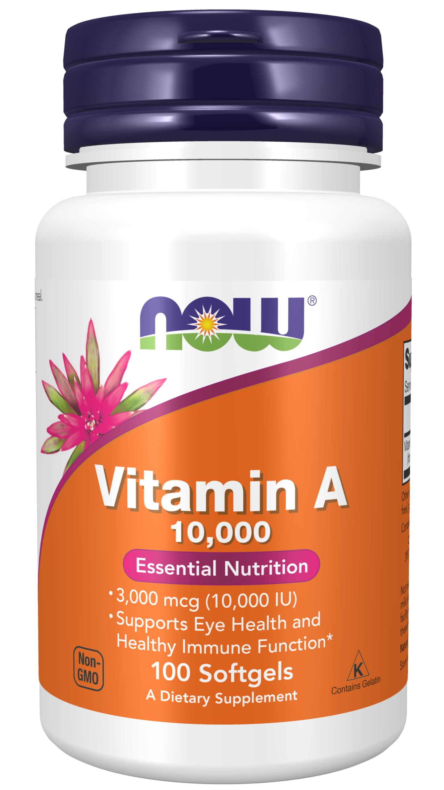 NOW Foods Vitamin A 10000 IU Softgels, 3 Pack