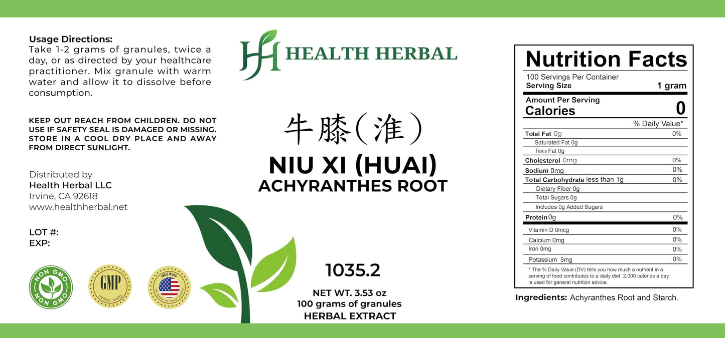 Health Herbal NIU Xi (Huai)/Two-toothed Achyranthes Root Powder, 3.53 oz