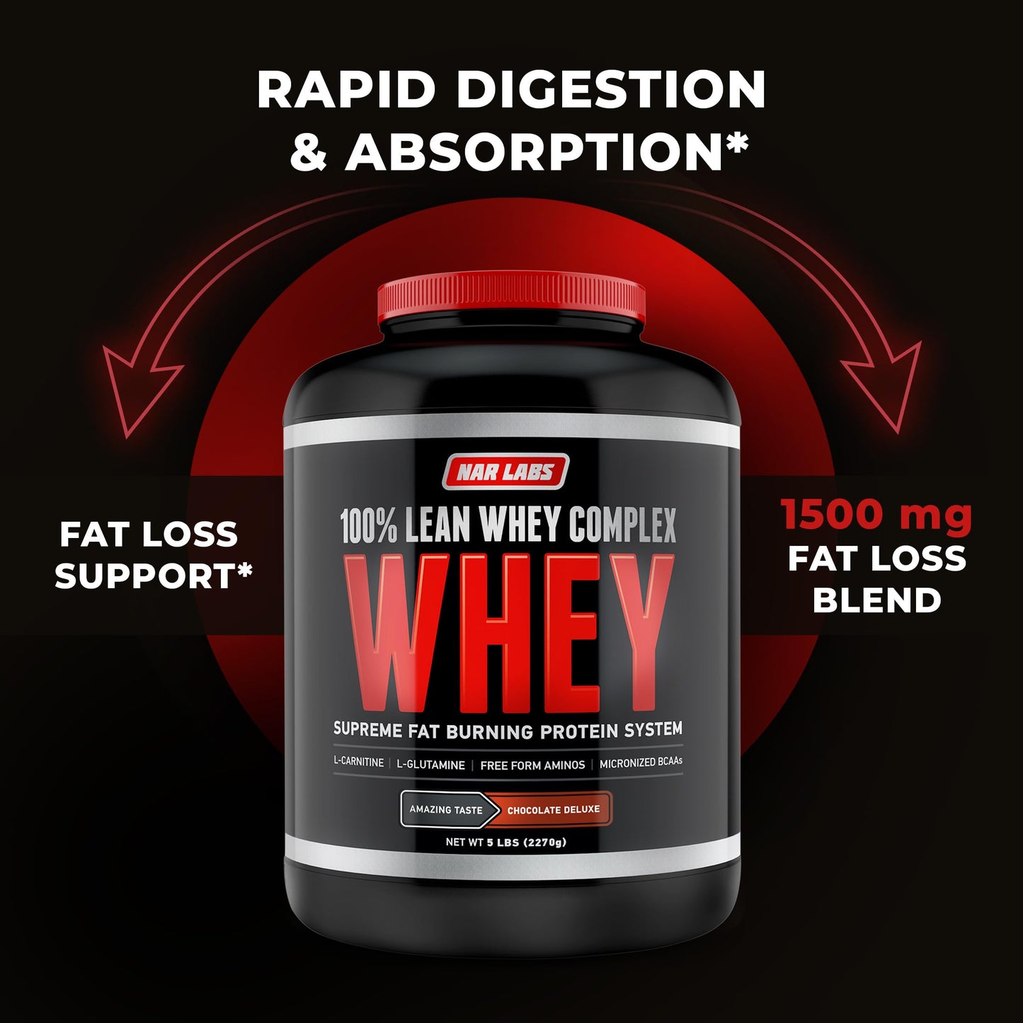 NAR LABS 100% Lean Whey Complex Protein Powder, 80 Servings