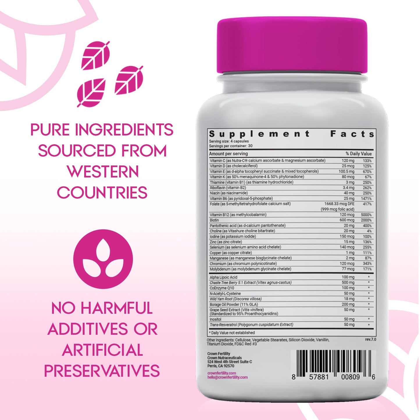 Crown Fertility Pro Hers Fertility Supplements for Women Capsules, 120 Count