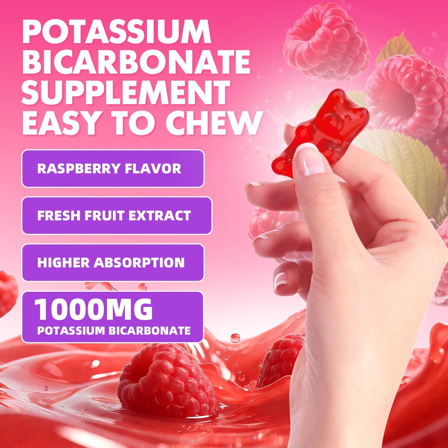 GrnLife Potassium Gummies 1000mg, 60 Count