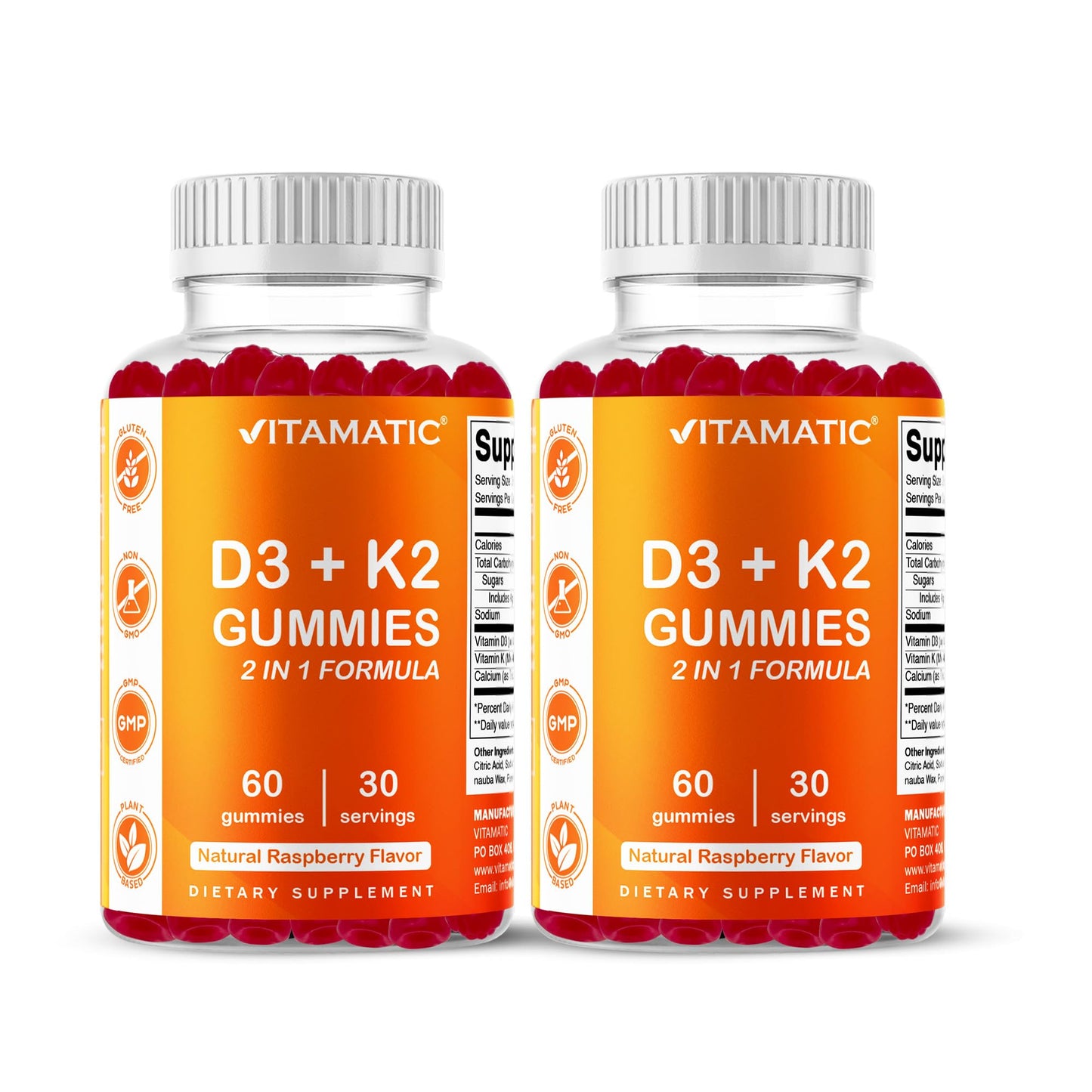 Vitamatic Vitamin D3 & K2 Gummies, 120 Count