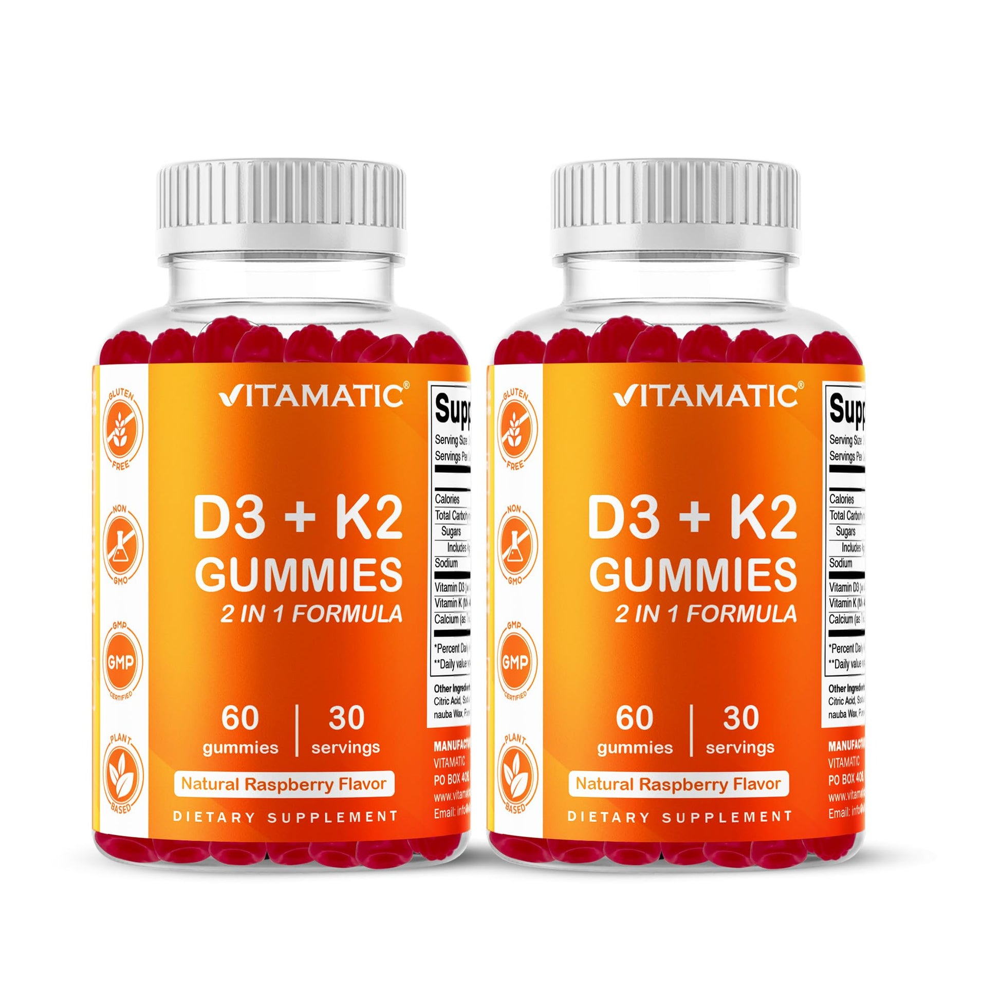 Vitamatic Vitamin D3 & K2 Gummies, 120 Count