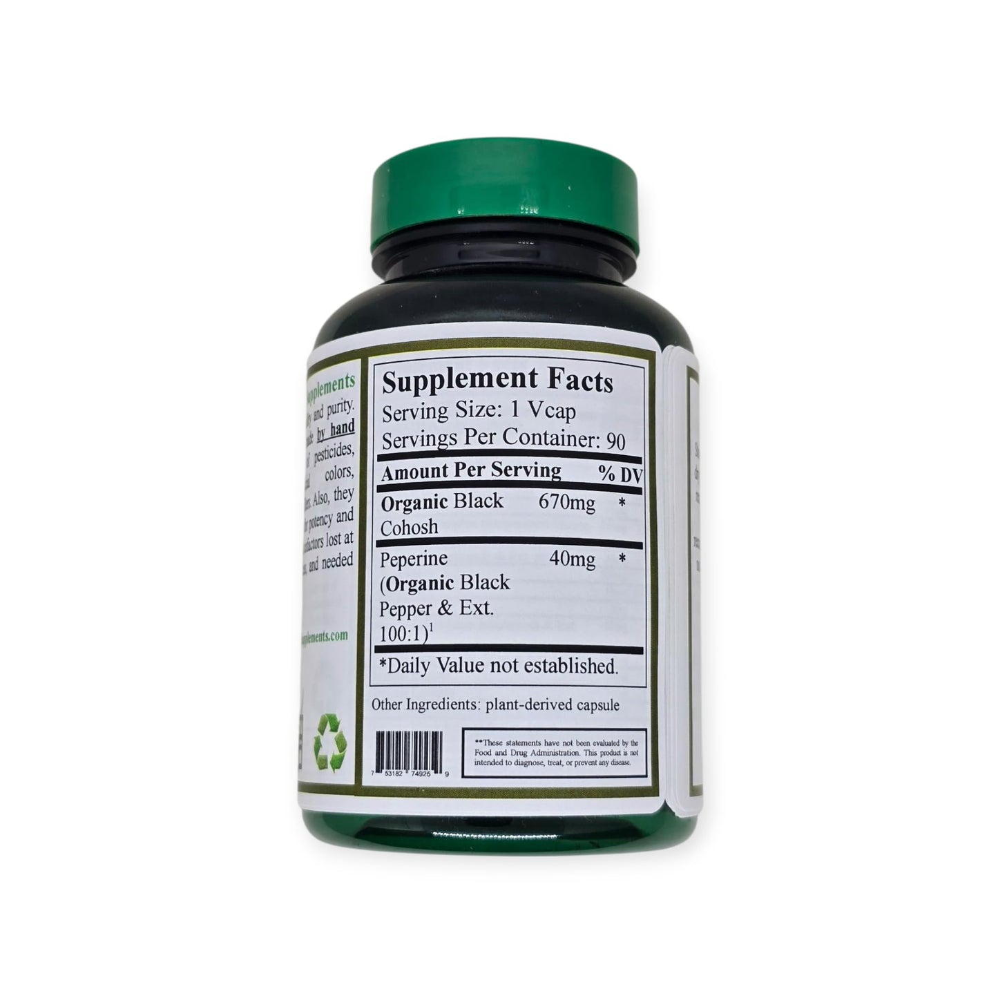 Green Organic Supplements Black Cohosh 90 Capsules