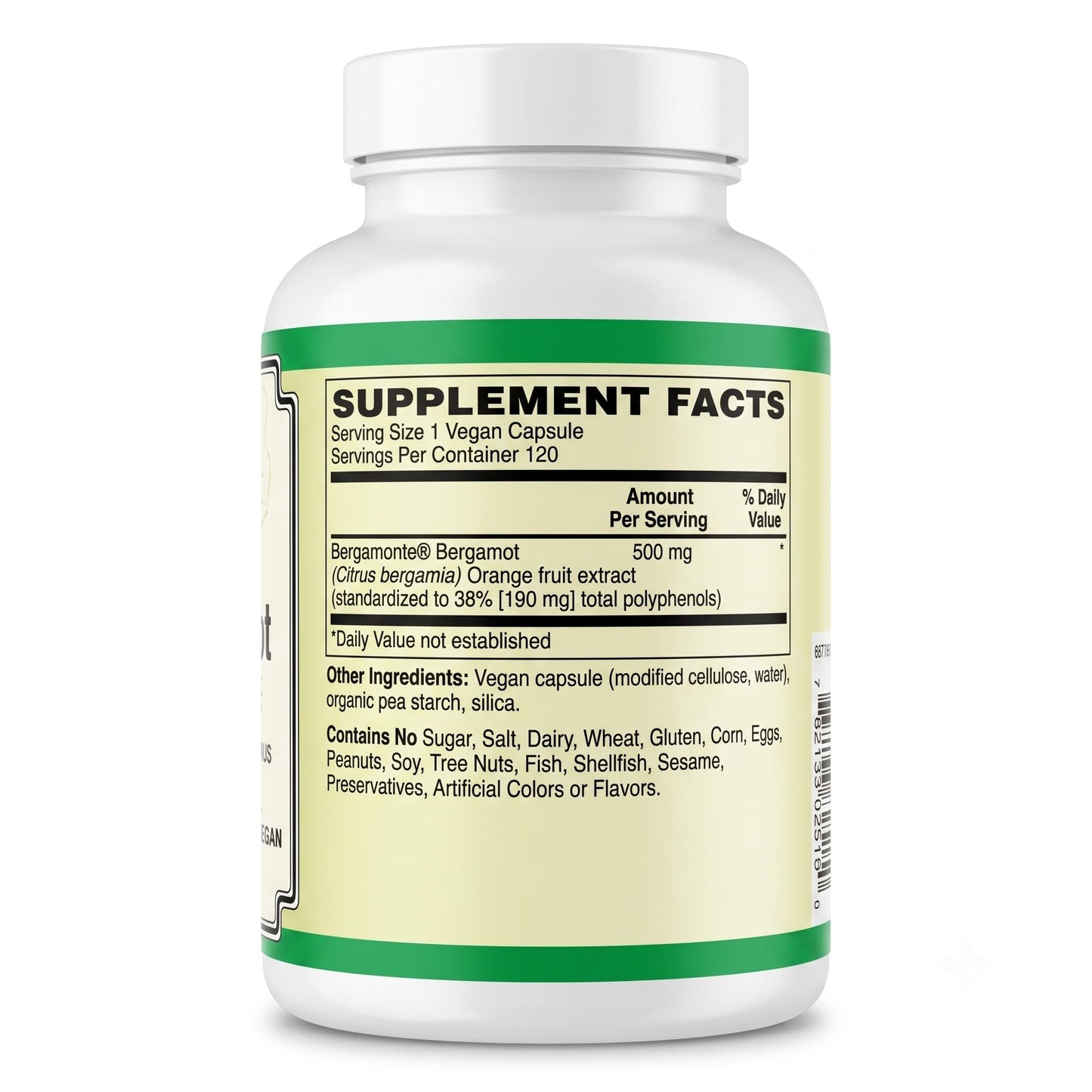 AlchePharma Bergamot 500mg Standardized Citrus Bergamia Extract with 38% Polyphenolic Flavonoids Bergamonte® Trademark Quality, Non-GMO, Vegan, Gluten-Free Capsules 120