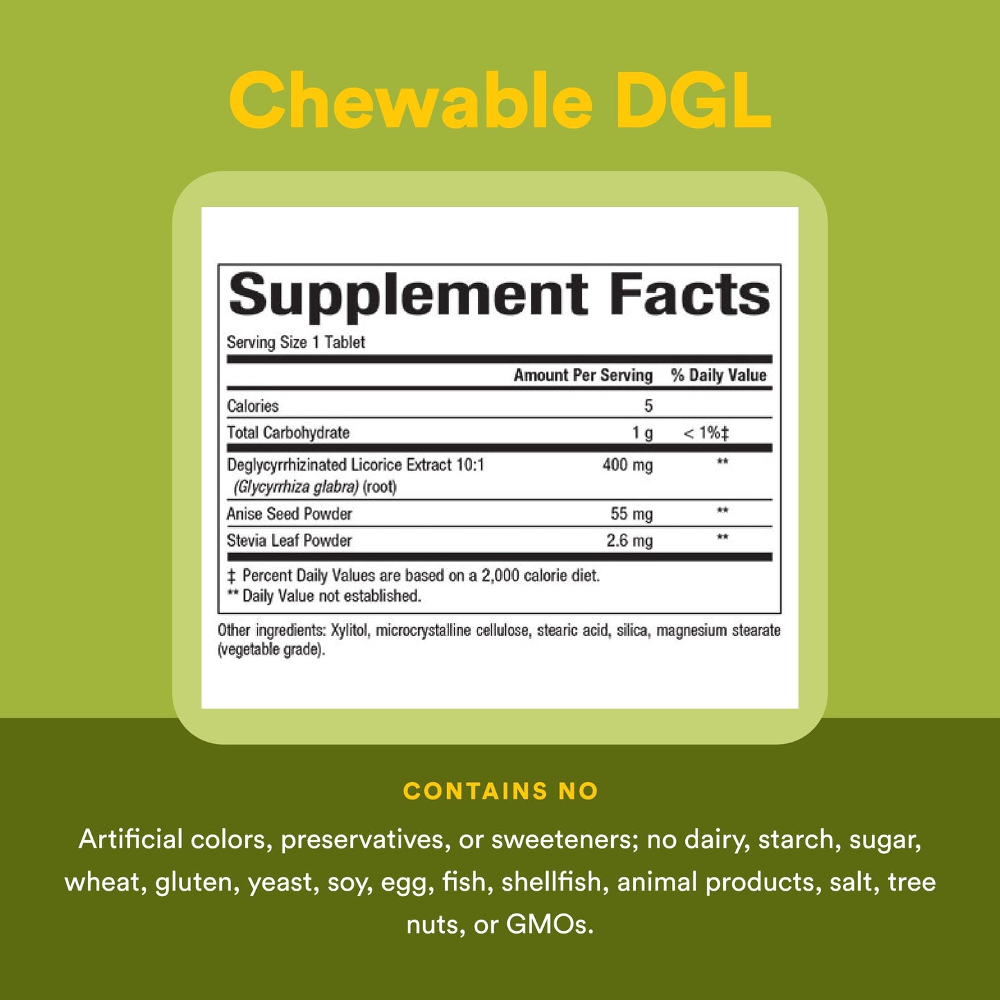 Natural Factors DGL Chewable Digestive Support Supplement with Licorice Root Extract, 180 Tablets