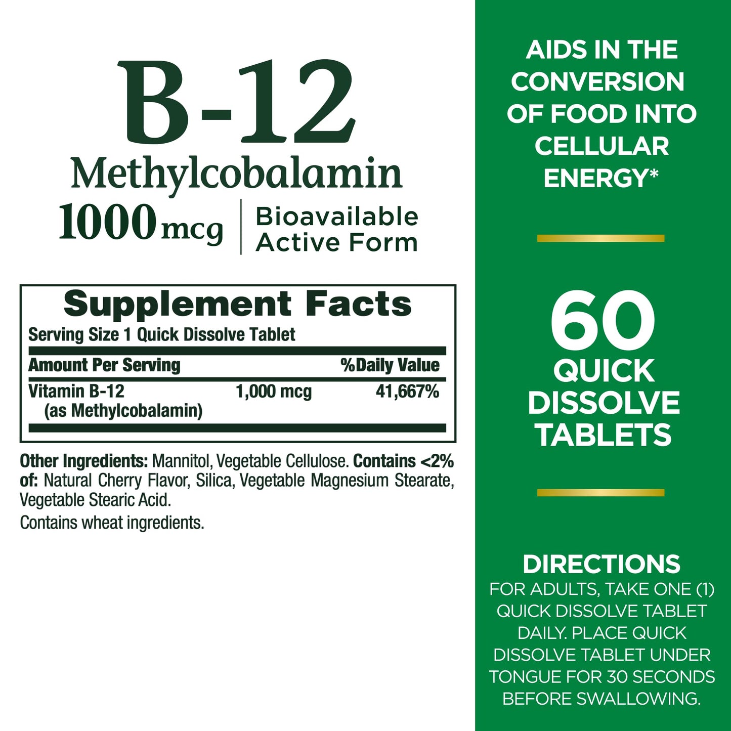 Nature's Bounty Vitamin B-12 Quick Dissolve Tablets 1000mcg, 120 Tablets