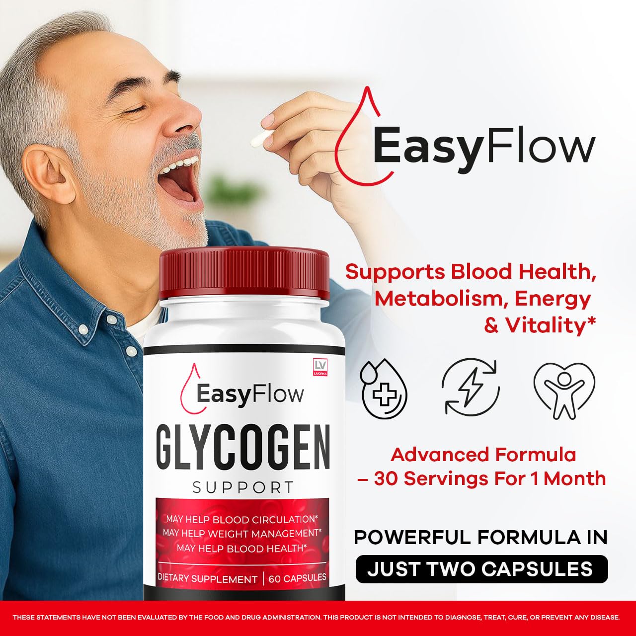 LIVORKA Easy Flow Glycogen Support, 300 Capsules