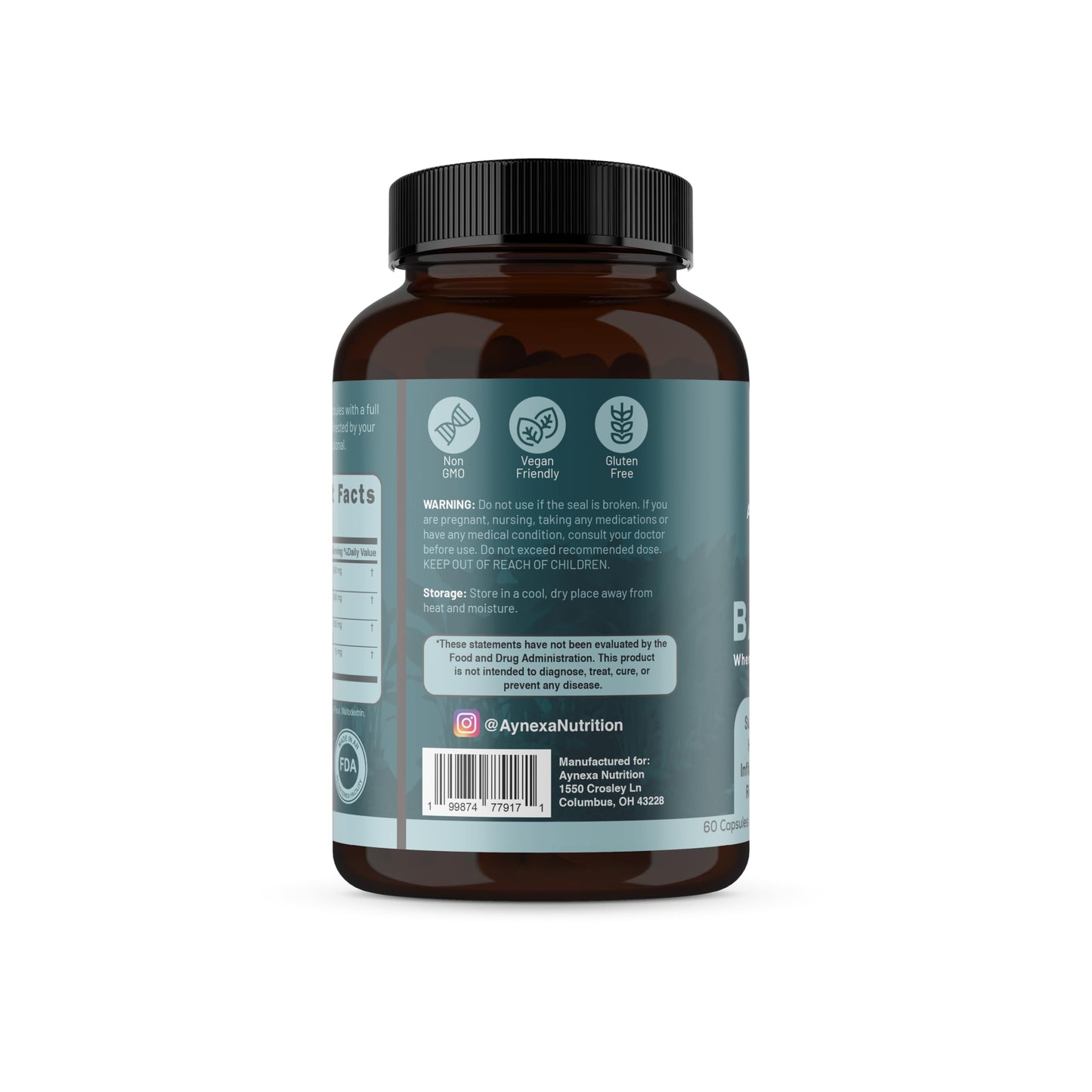 AYNEXA NUTRITION Balance Turmeric Curcumin 500mg + Ginger Root 500mg with Black Pepper Capsule, 60 Capsules