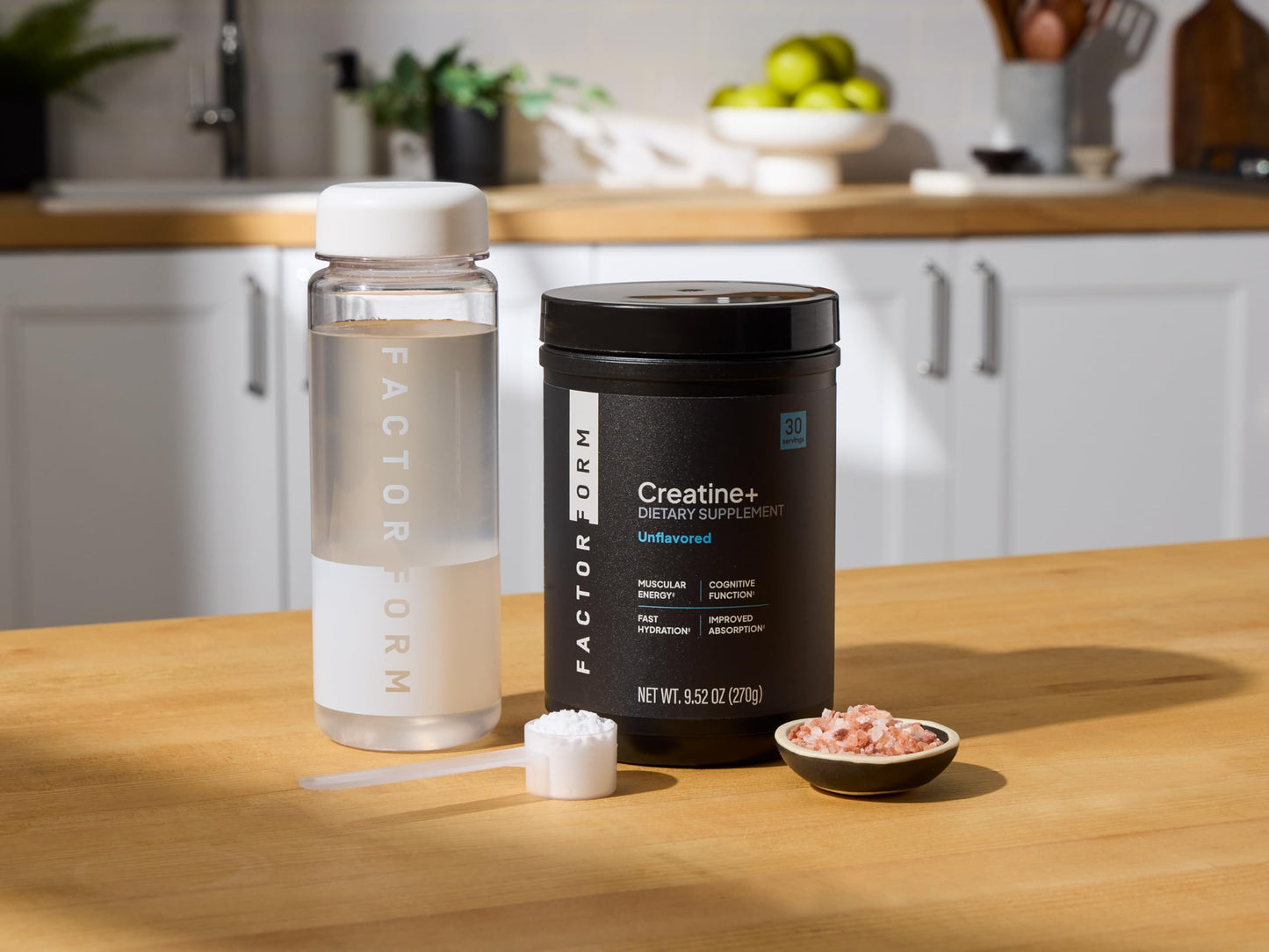 FACTOR FORM Micronized Creatine Powder + Electrolytes from Coconut Water – Creatine Monohydrate Supplement, Powder, 10.58 oz