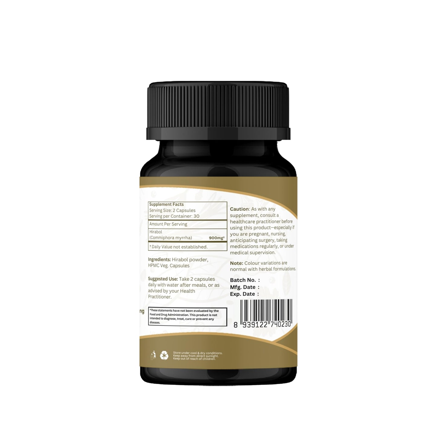 ORGANIC SPREE Hirabol Commiphora Myrrha 120 Capsules