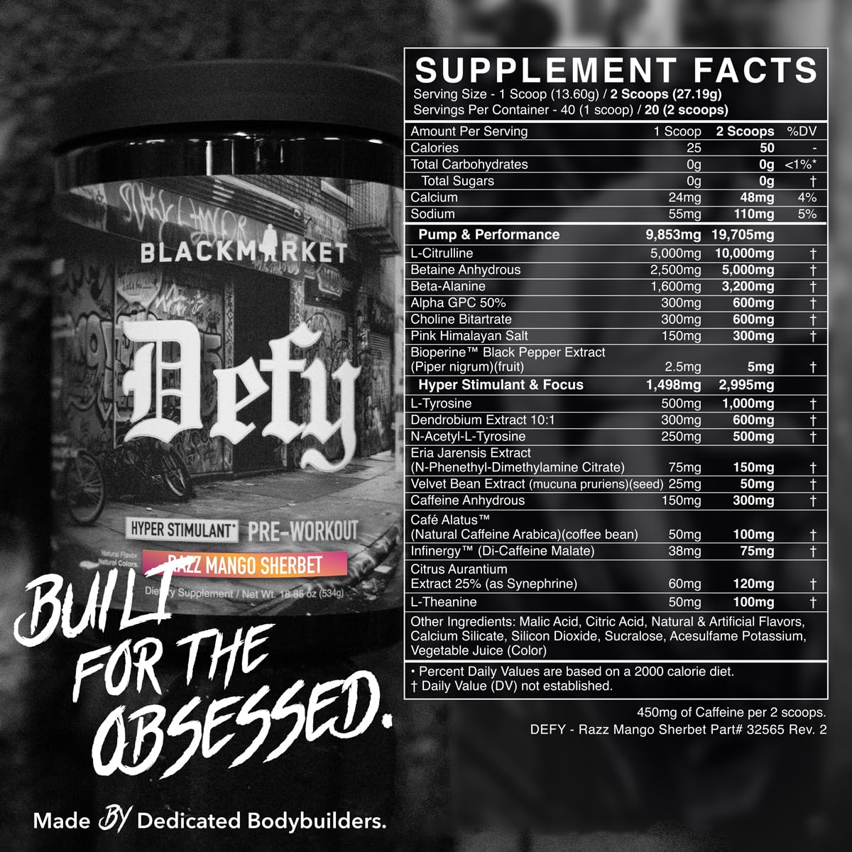 BLACKMARKET DEFY High-Stimulant Pre-Workout Powder 18 Servings