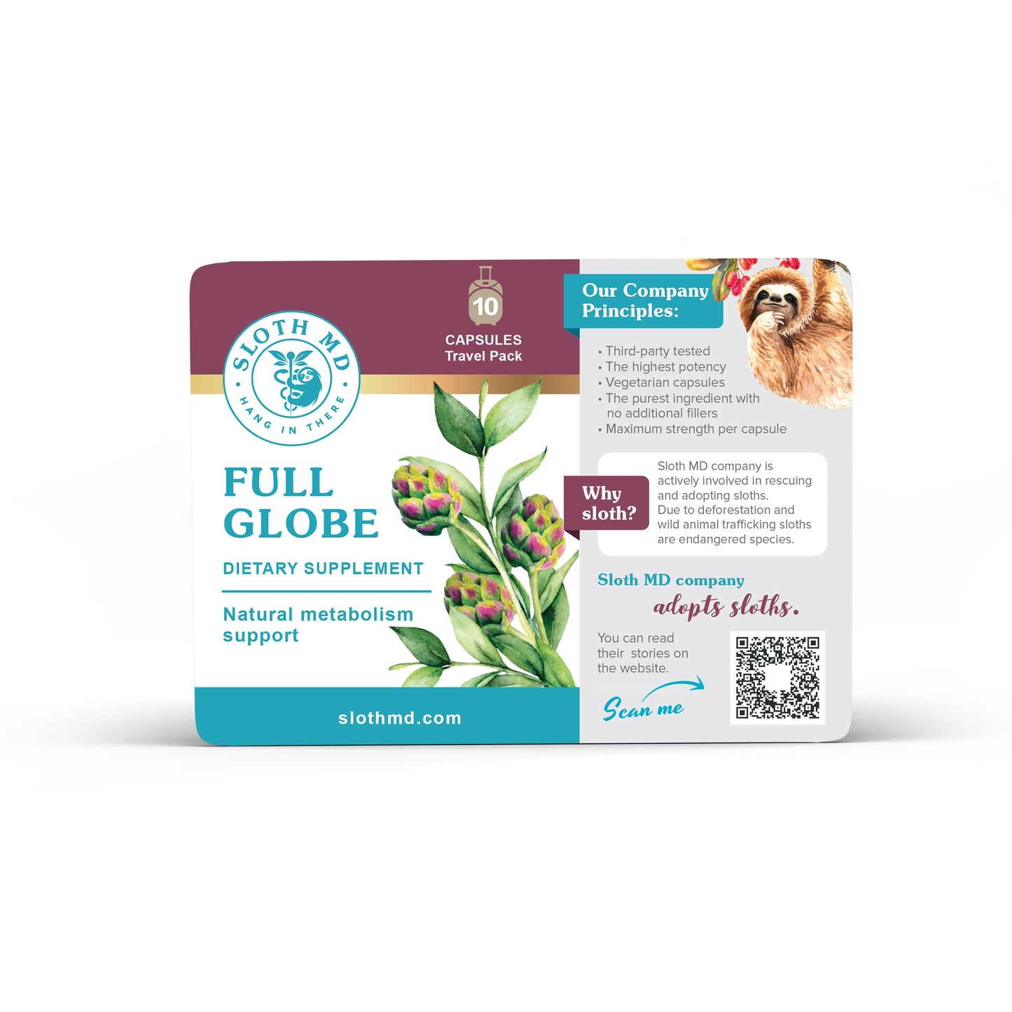 SLOTH MD Full Globe Artichoke Capsules, 10 Count