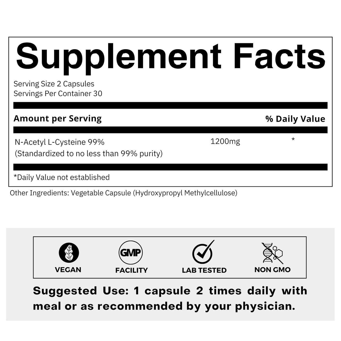 FOLIUS LABS N-Acetyl L-Cysteine (NAC) 600mg Capsule, 60 Count