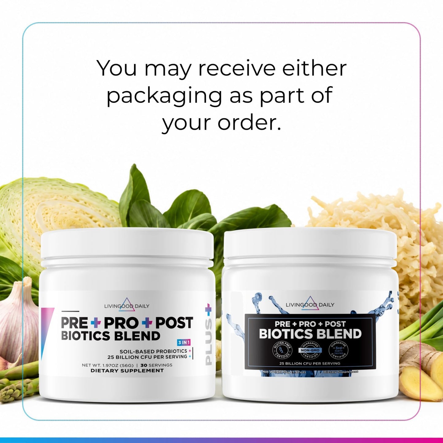Livingood Daily Pre Pro Post Biotics Blend Powder 1.97 Ounce