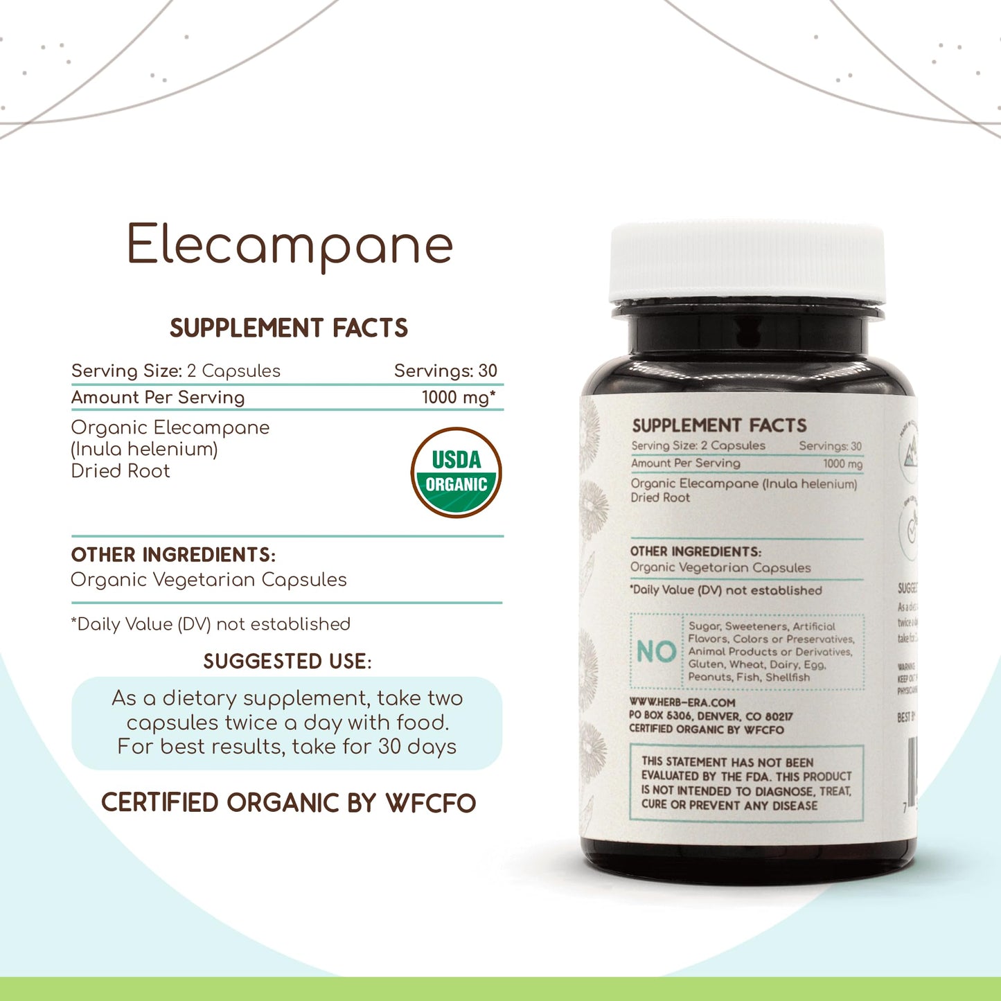 HerbEra Elecampane 500 mg Capsules, 60 Count