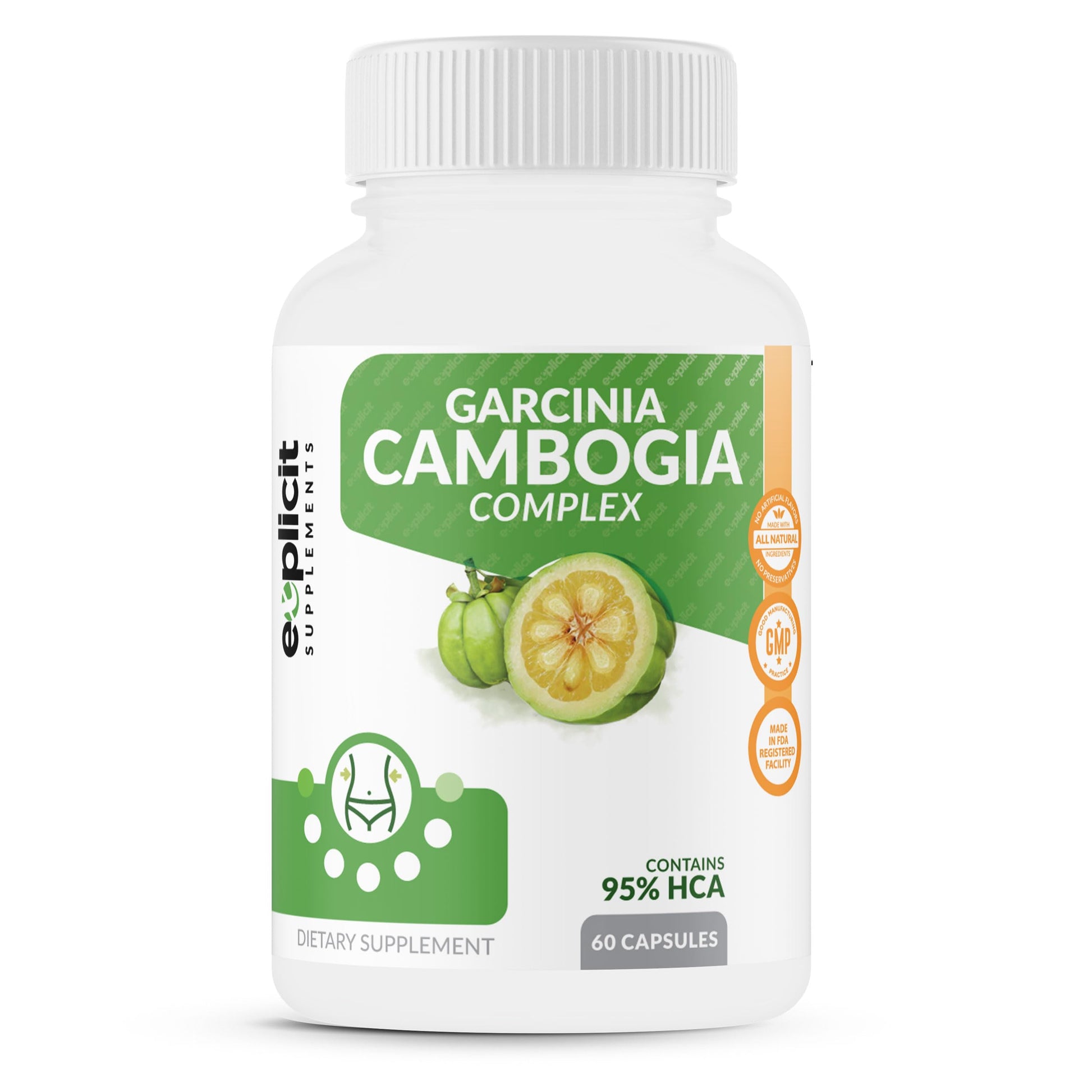 eXplicit Supplements Garcinia Cambogia 95% HCA Weight Loss Supplement Max Strength 1400mg Capsule, 1 Count