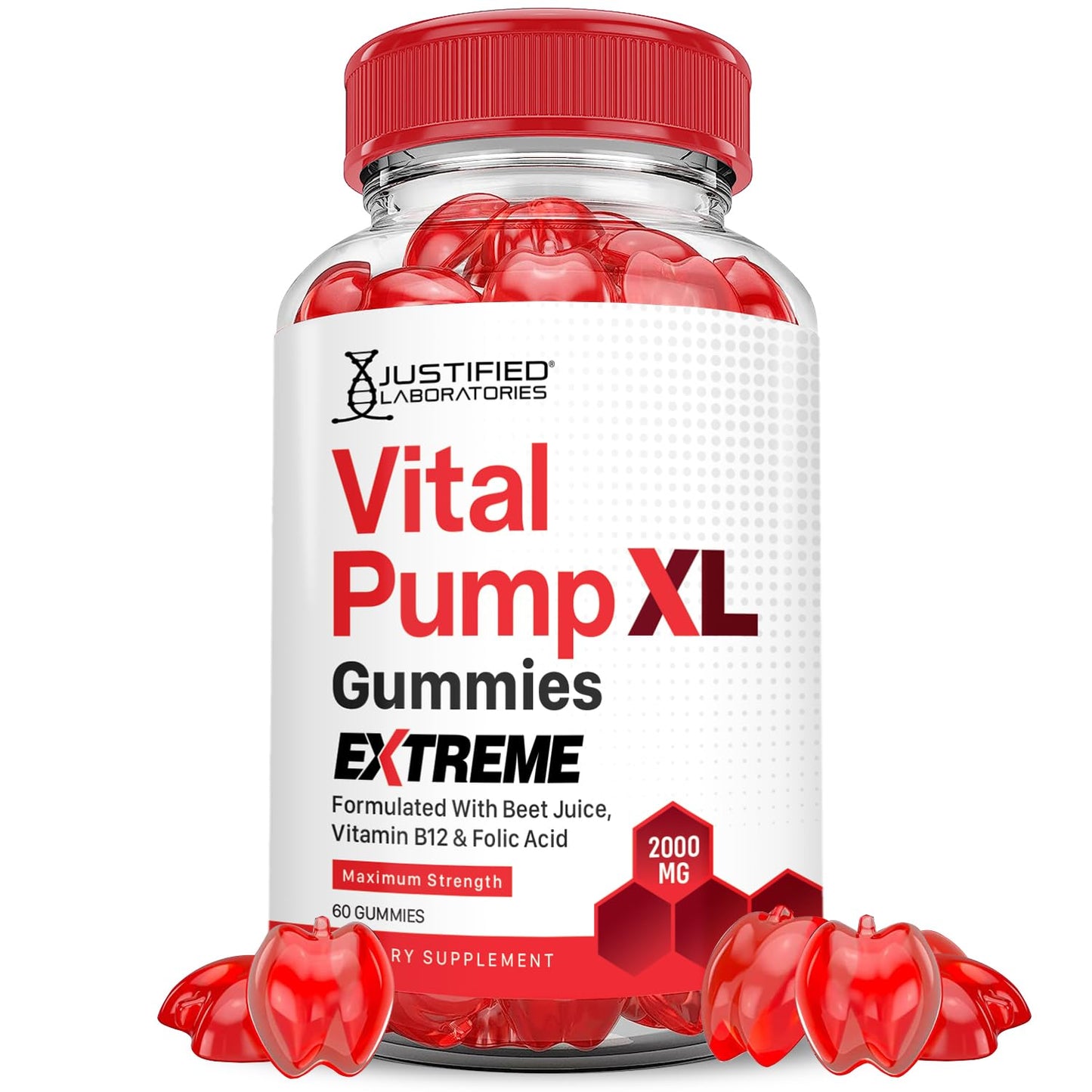 Justified Laboratories Vital Pump XL Extreme 2000MG Performance Gummies, 60 Count