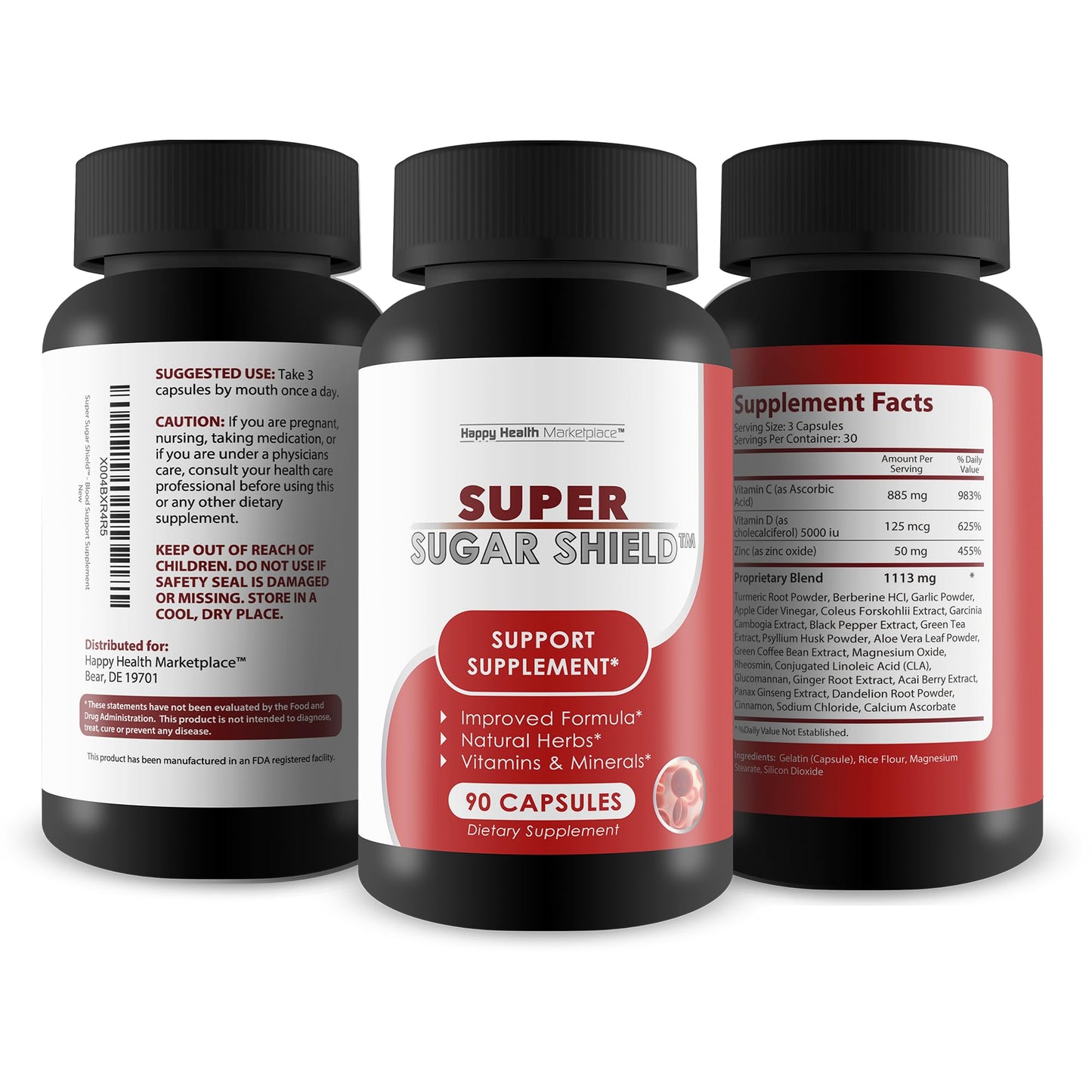 Happy Health Marketplace Super Sugar Support Berberine Glucose Support Supplement Capsule 90 Count