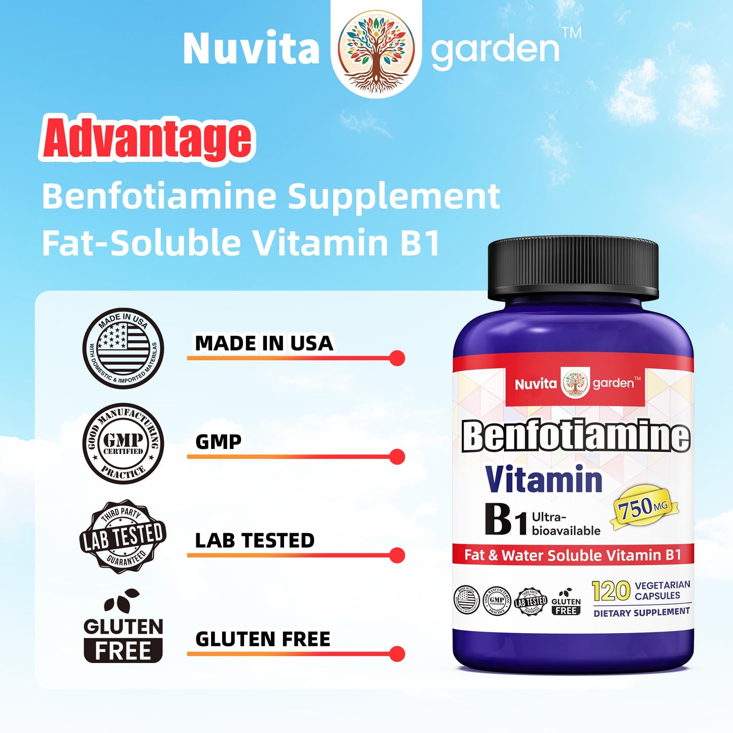 NoMiLu Benfotiamine 750mg Capsule, 120 Capsules