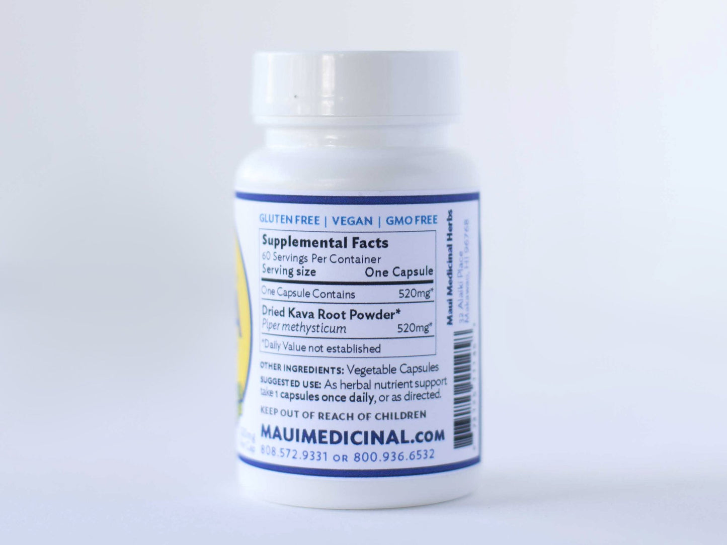 Maui Medicinal Herbs Hawaiian Kava Root Capsules, 60 Veggie Capsules, 520mg per Capsule