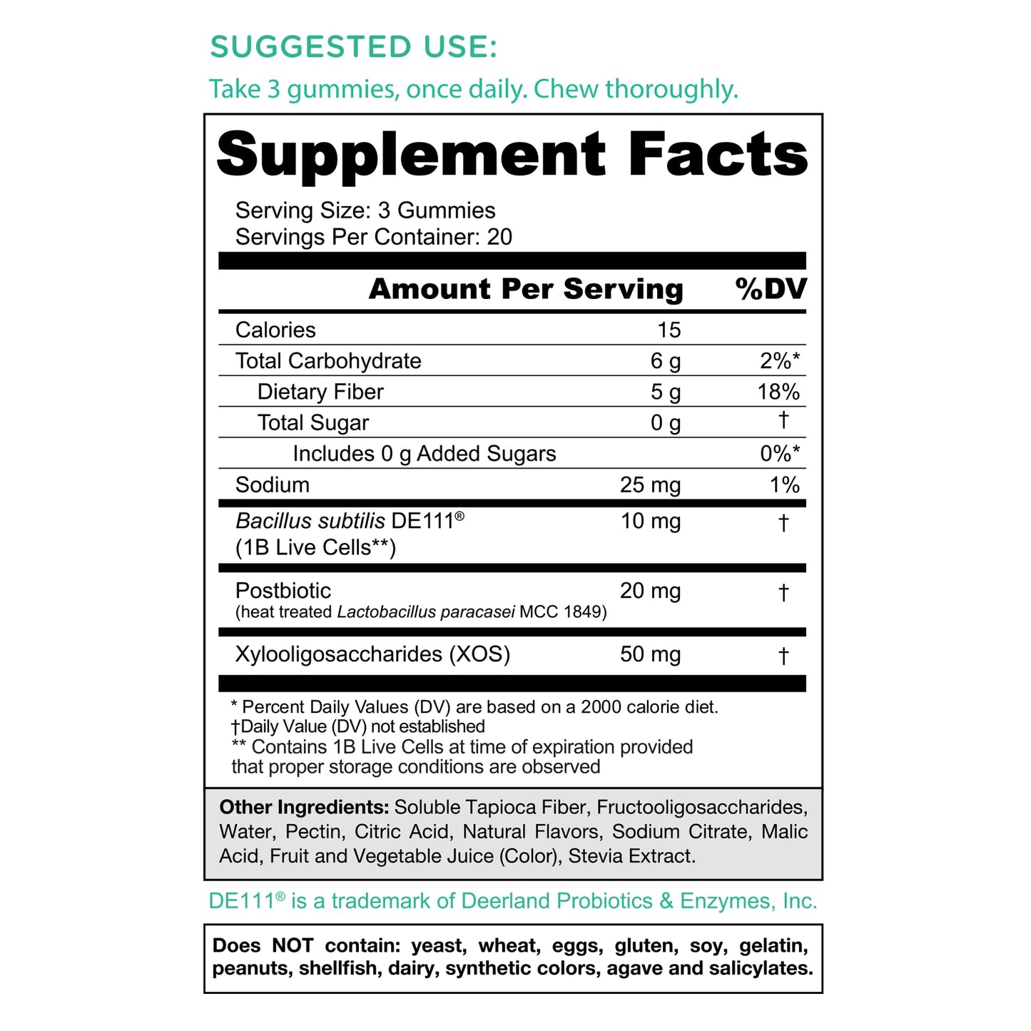Goli Zero Sugar Pre Pro Postbiotic Gummy 60 Count