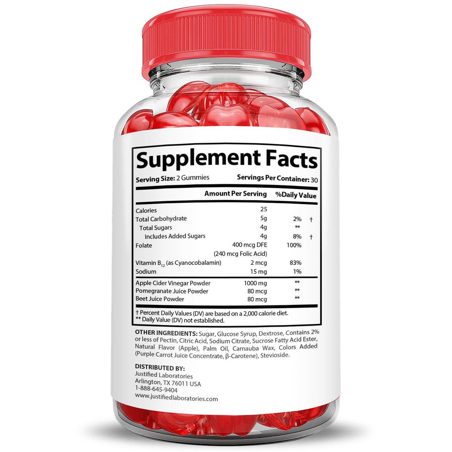 Justified Laboratories Lifetime Keto ACV Gummies Advanced Formula 1000mg, 60 Gummies