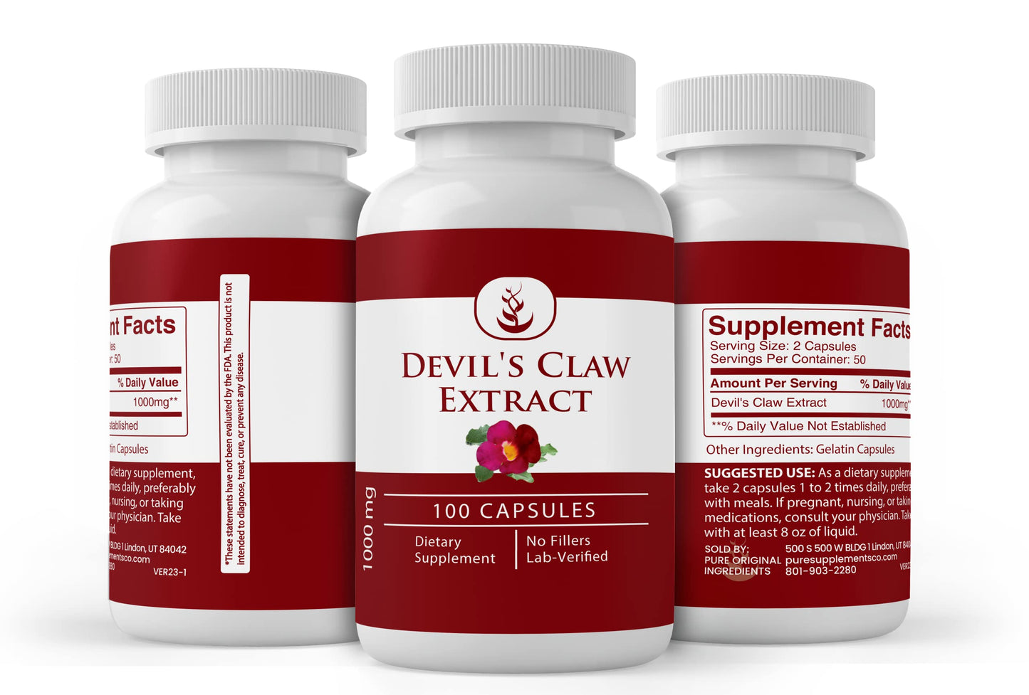 PURE ORIGINAL INGREDIENTS Devil's Claw Extract Capsule, 100 Count
