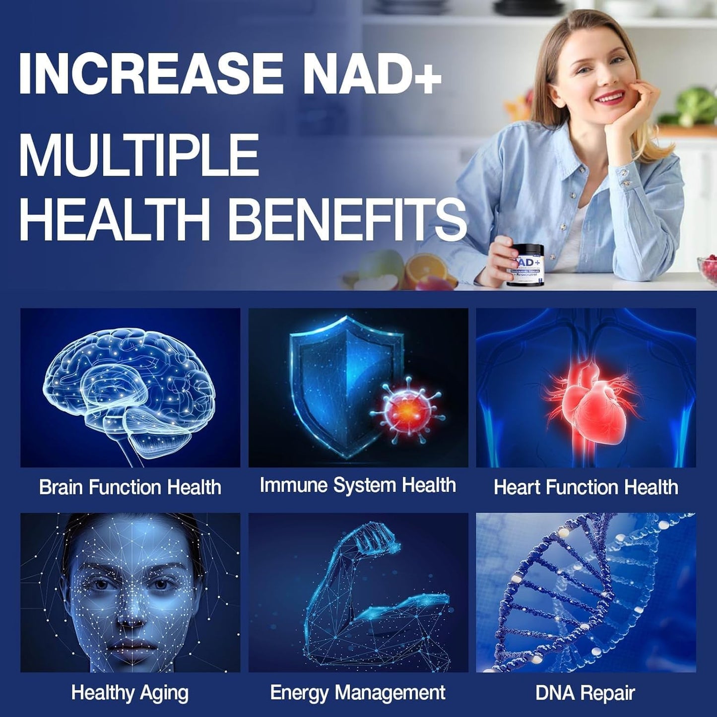 MSLOTAL NAD+ Nicotinamide Riboside Resveratrol NAD Supplement 1000mg Pure Organic Capsules 80 Count
