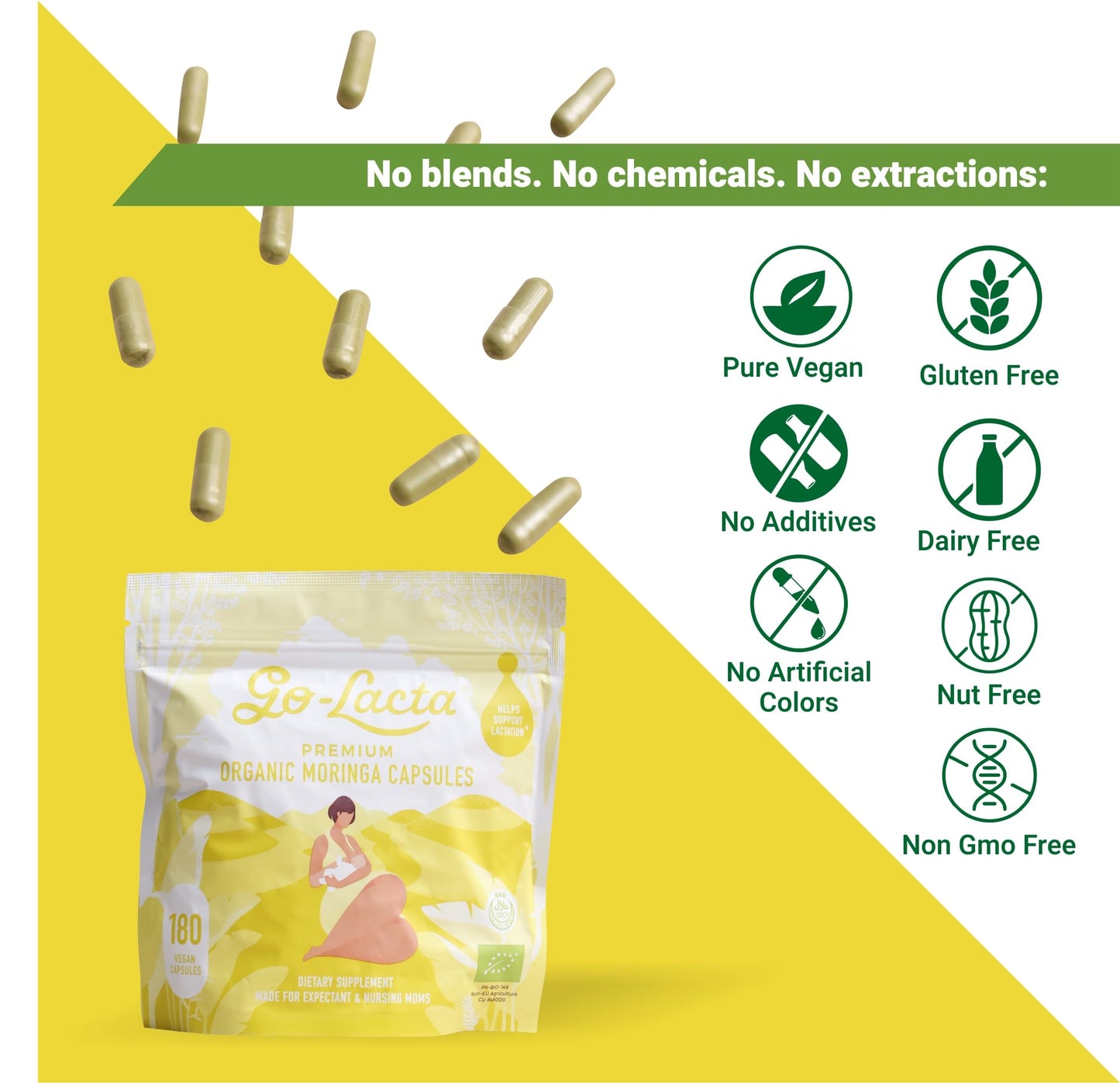 Go-Lacta Moringa Capsules for Breastfeeding, 180 Capsules