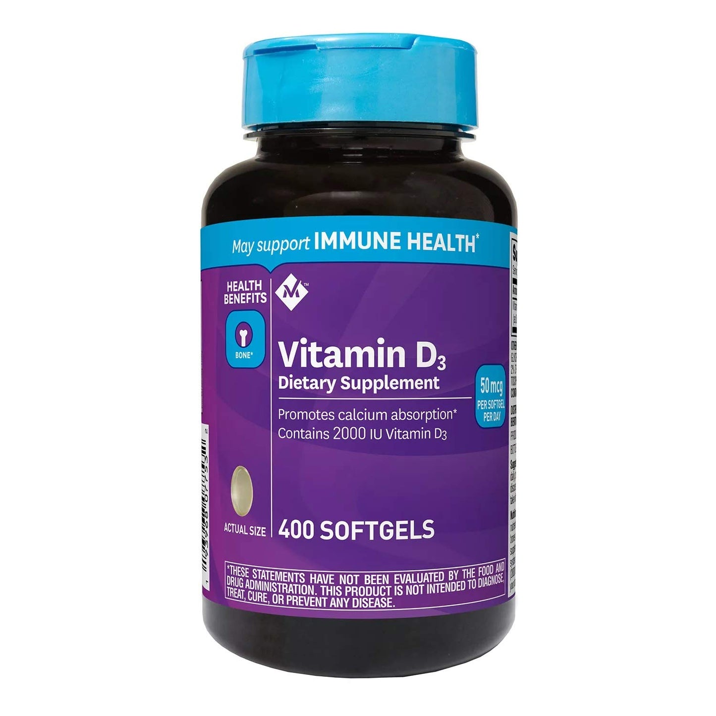 Member's Mark Vitamin D3 50 mcg (2000 IU) Dietary Supplement Softgels 400