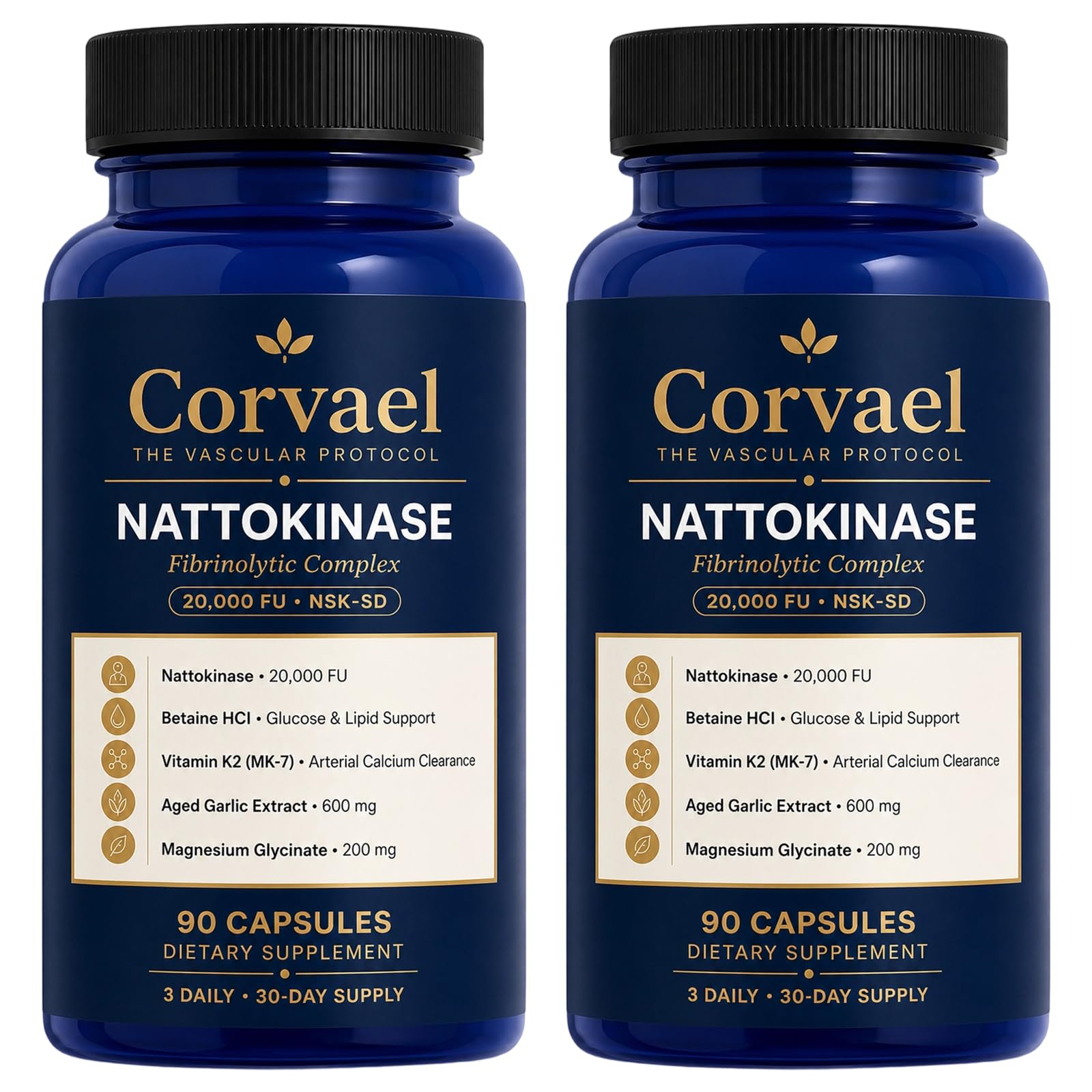 Seven Green Corvael Nattokinase 20000 FU, Nattokinase Fibrinolytic Complex, 90 Capsules