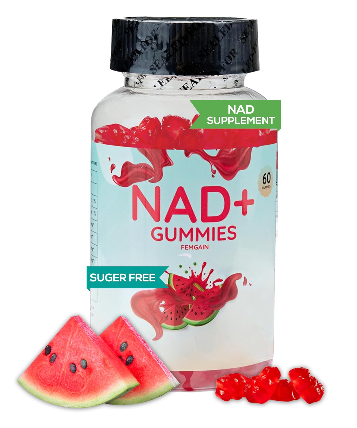 FEMGAIN NAD Gummies 1000mg, Watermelon Flavor, 60 Count