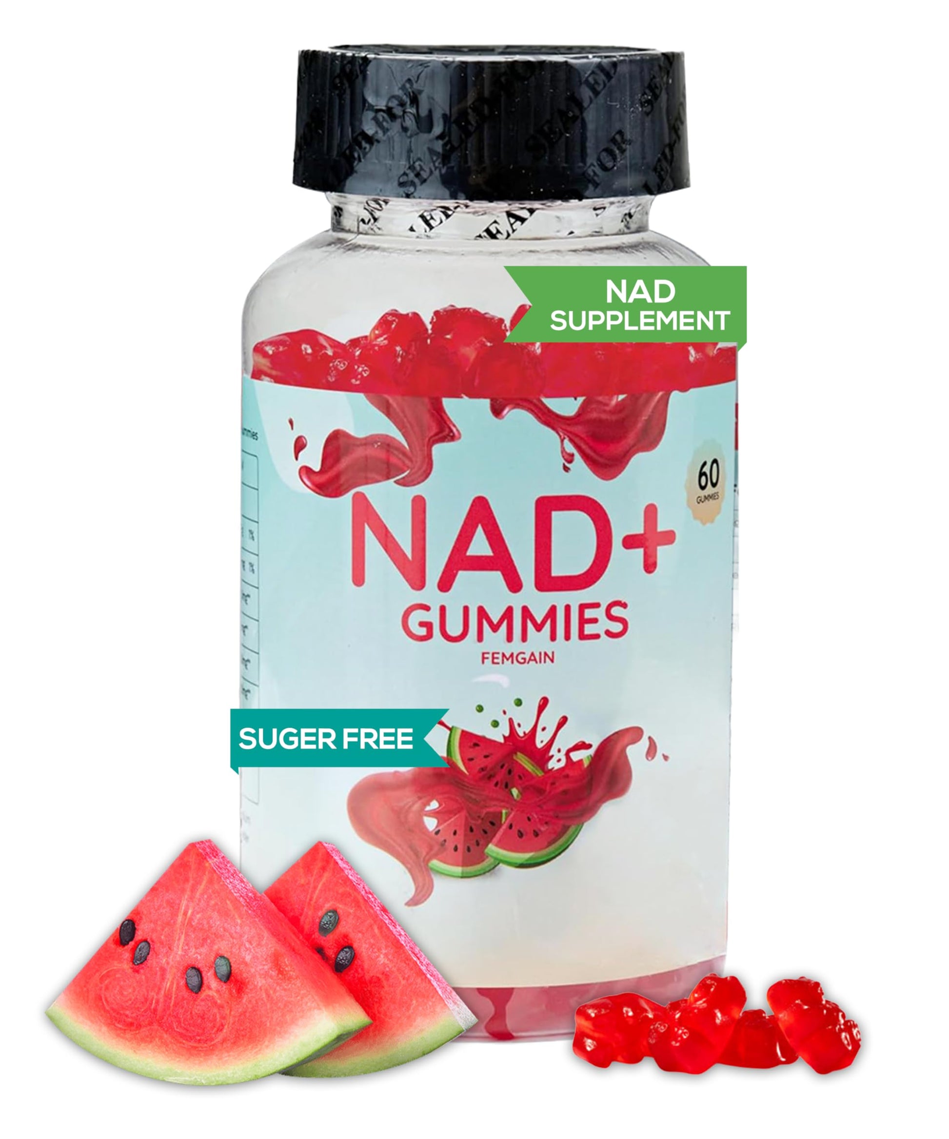 FEMGAIN NAD Gummies 1000mg, Watermelon Flavor, 60 Count