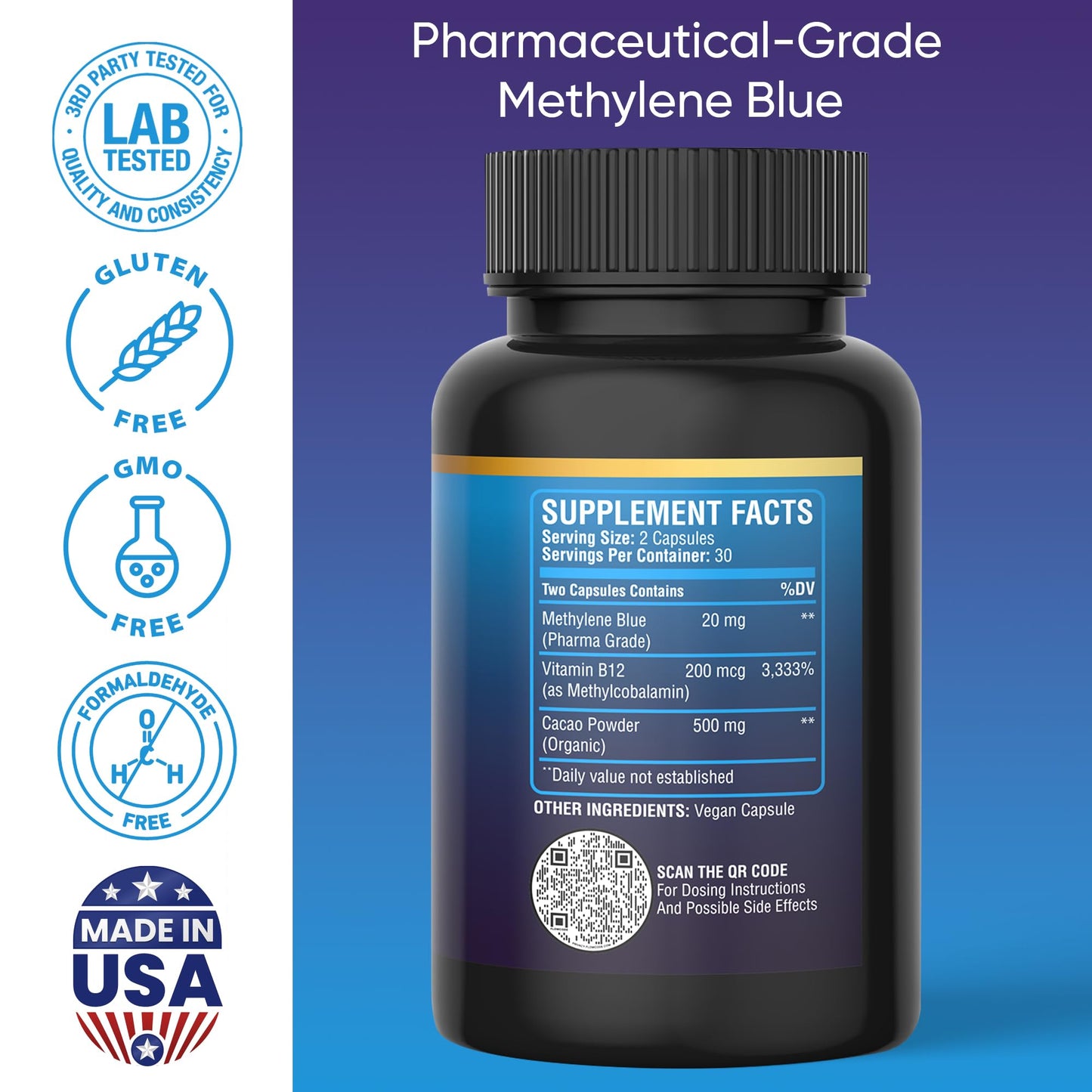 BETTER LIFE LAB Methylene Blue Capsules 60 Count