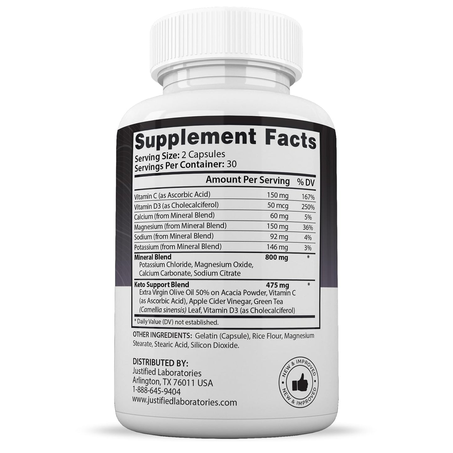 Justified Laboratories Advanced Keto 1500 Keto Capsules, 1275mg, 600 Count