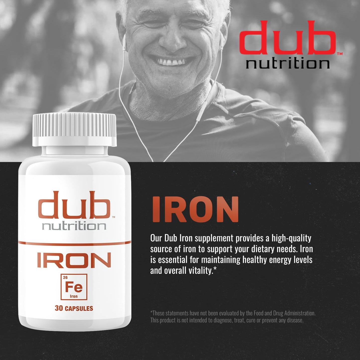 Dub Nutrition Iron Supplement Capsules 30 Count