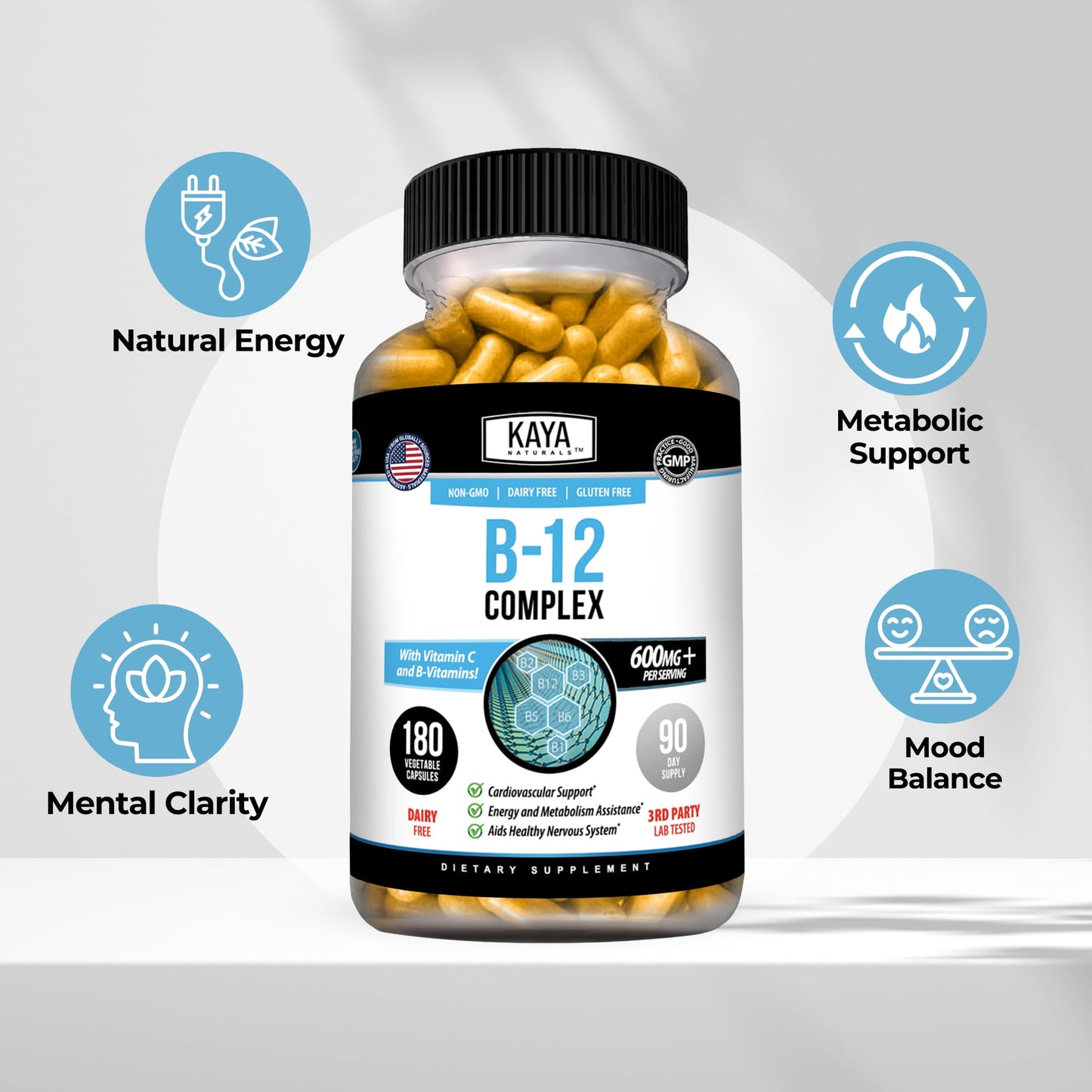 Kaya Naturals B-12 Complex Multivitamin for Women & Men Capsule 180 Count