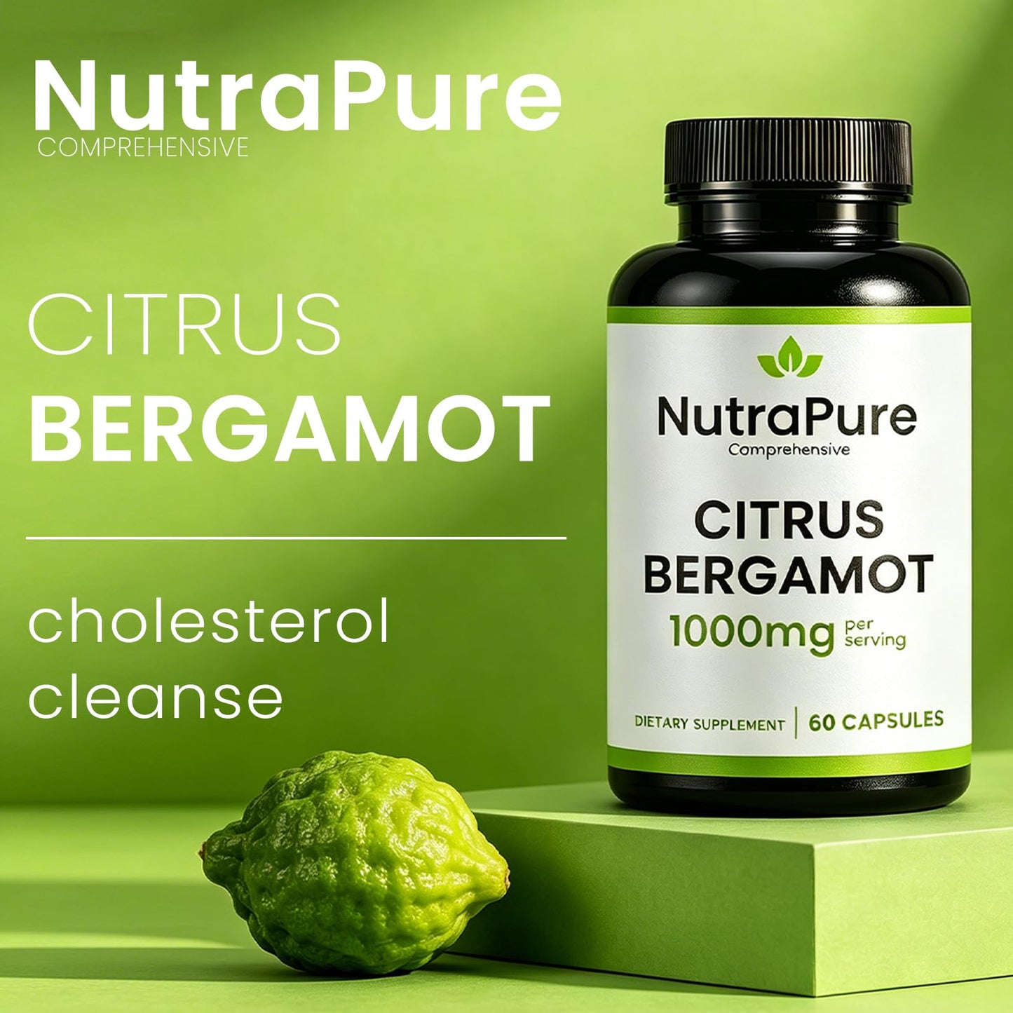 Nutrapure Comprehensive Citrus Bergamot Supplement for Cholesterol, 1000mg, 60 Capsules