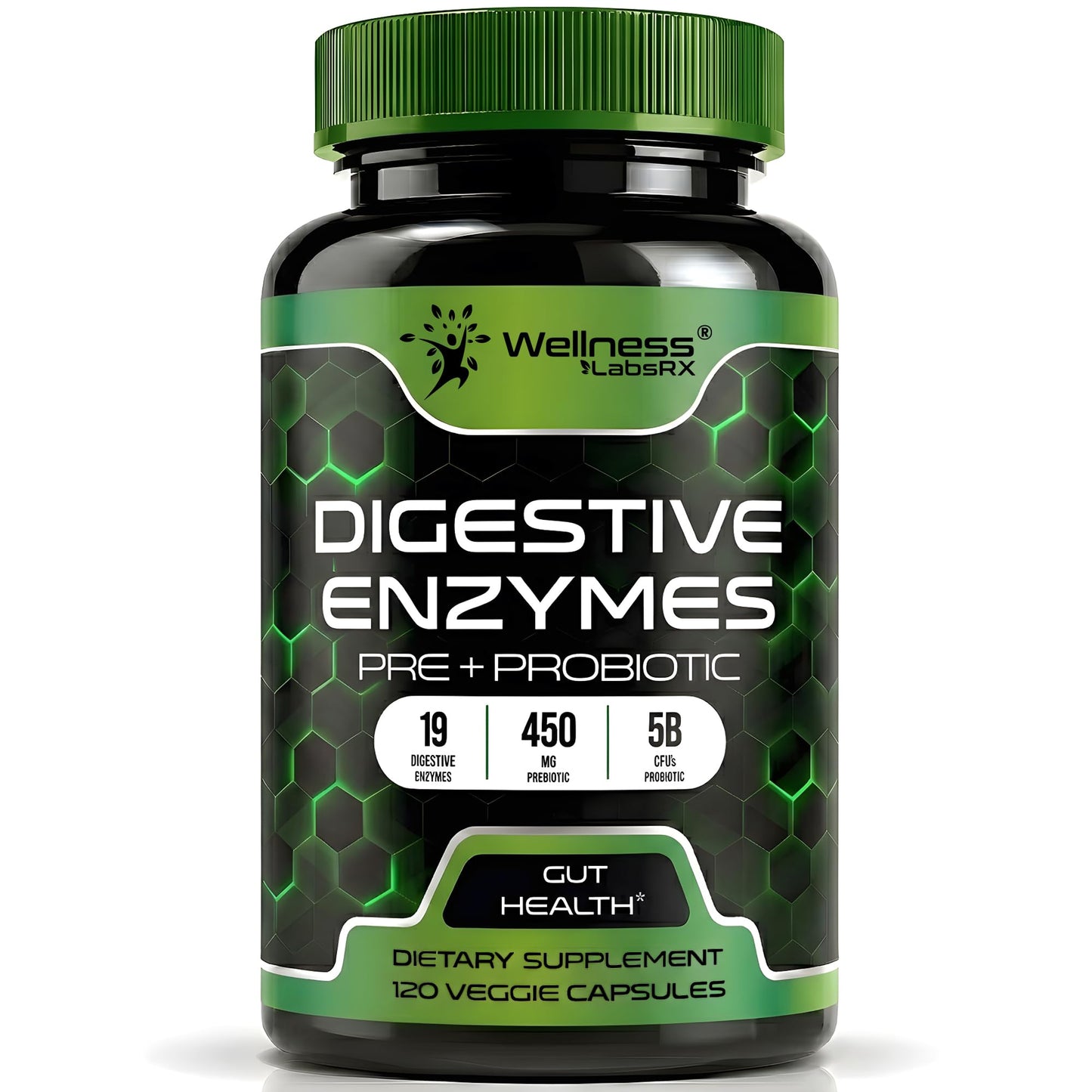 WELLNESS LABSRX Digestive Enzymes with Probiotics and Prebiotics Capsules 120 Count