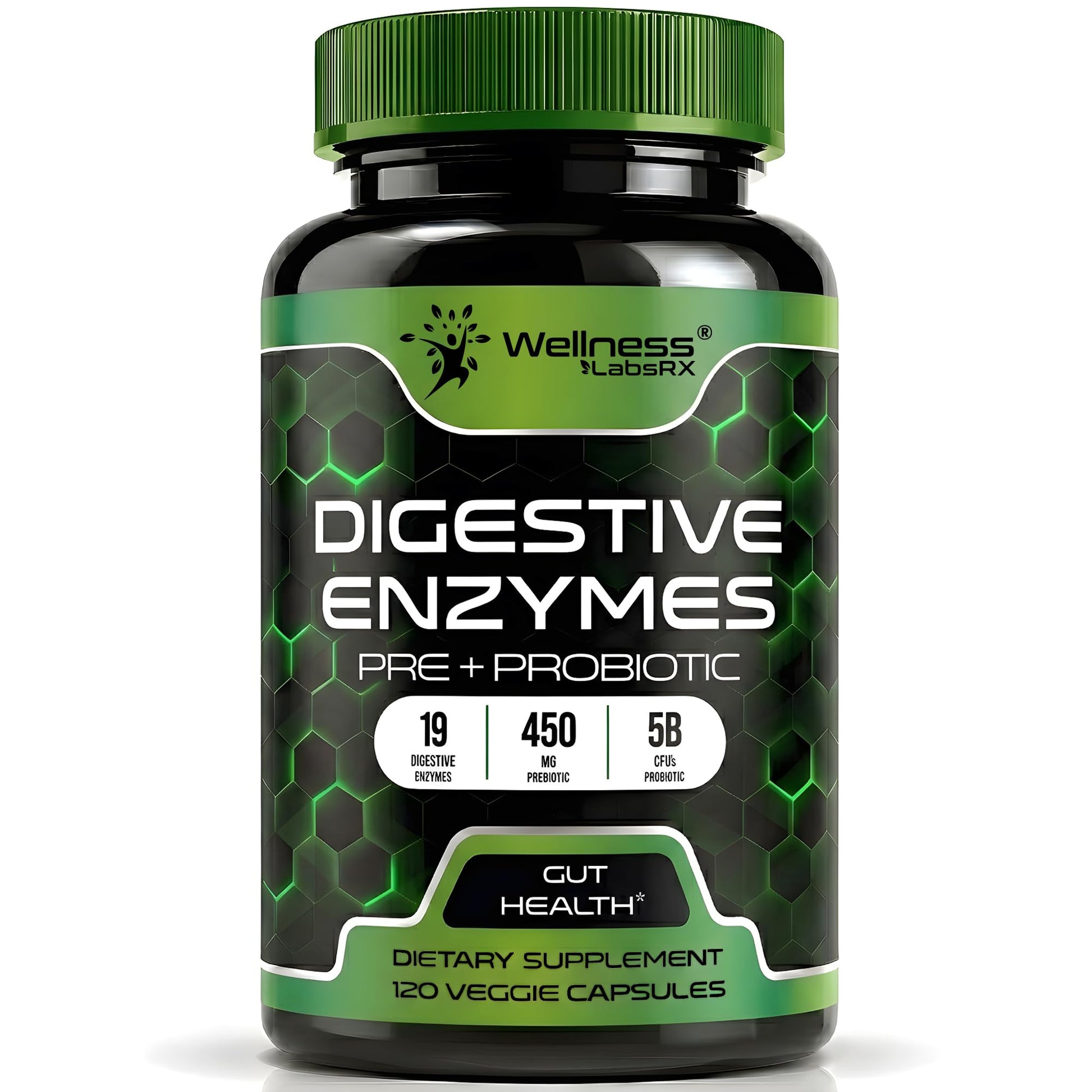 WELLNESS LABSRX Digestive Enzymes with Probiotics and Prebiotics Capsules 120 Count