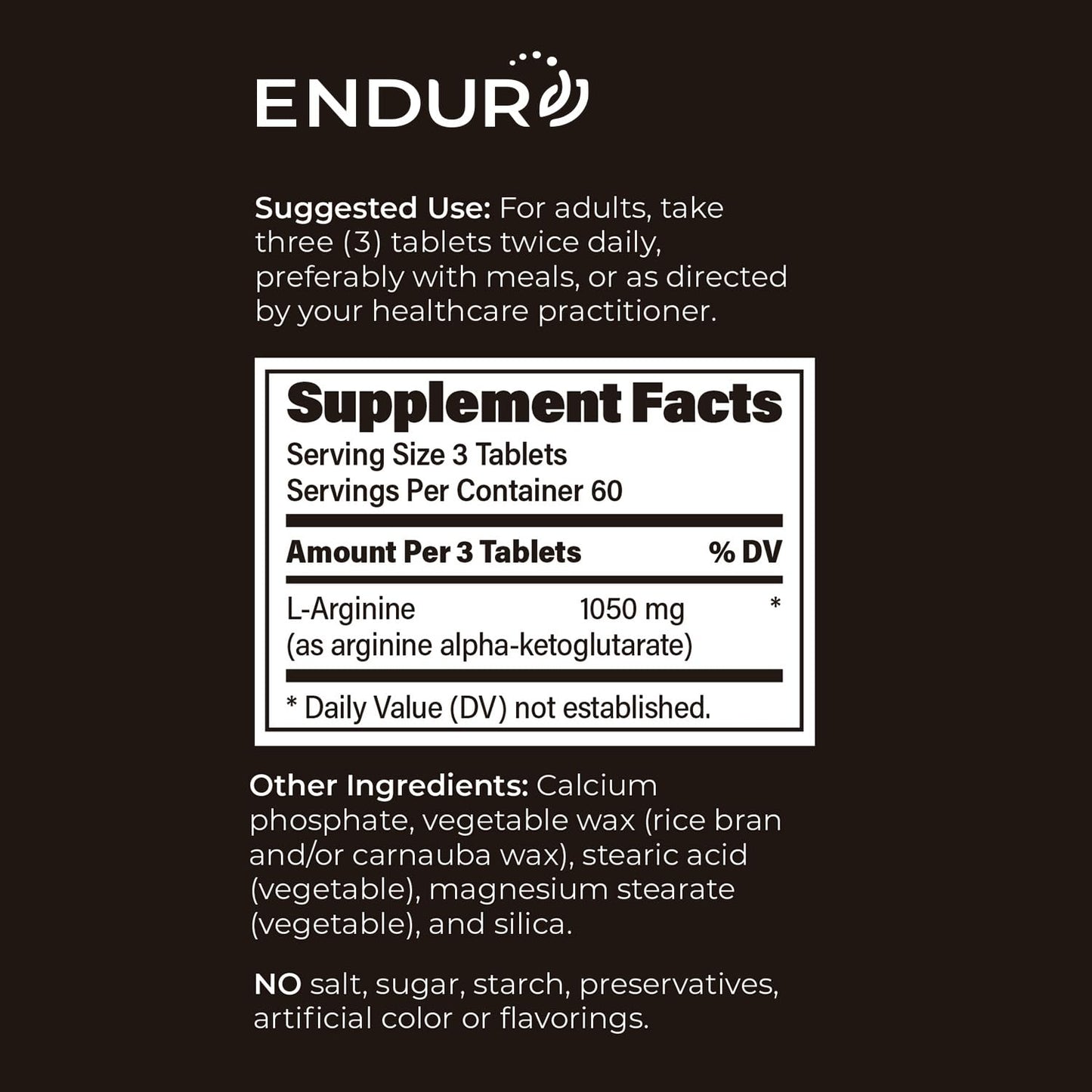 Endurance Products L-Arginine 350 mg Tablets, 180 Tablets