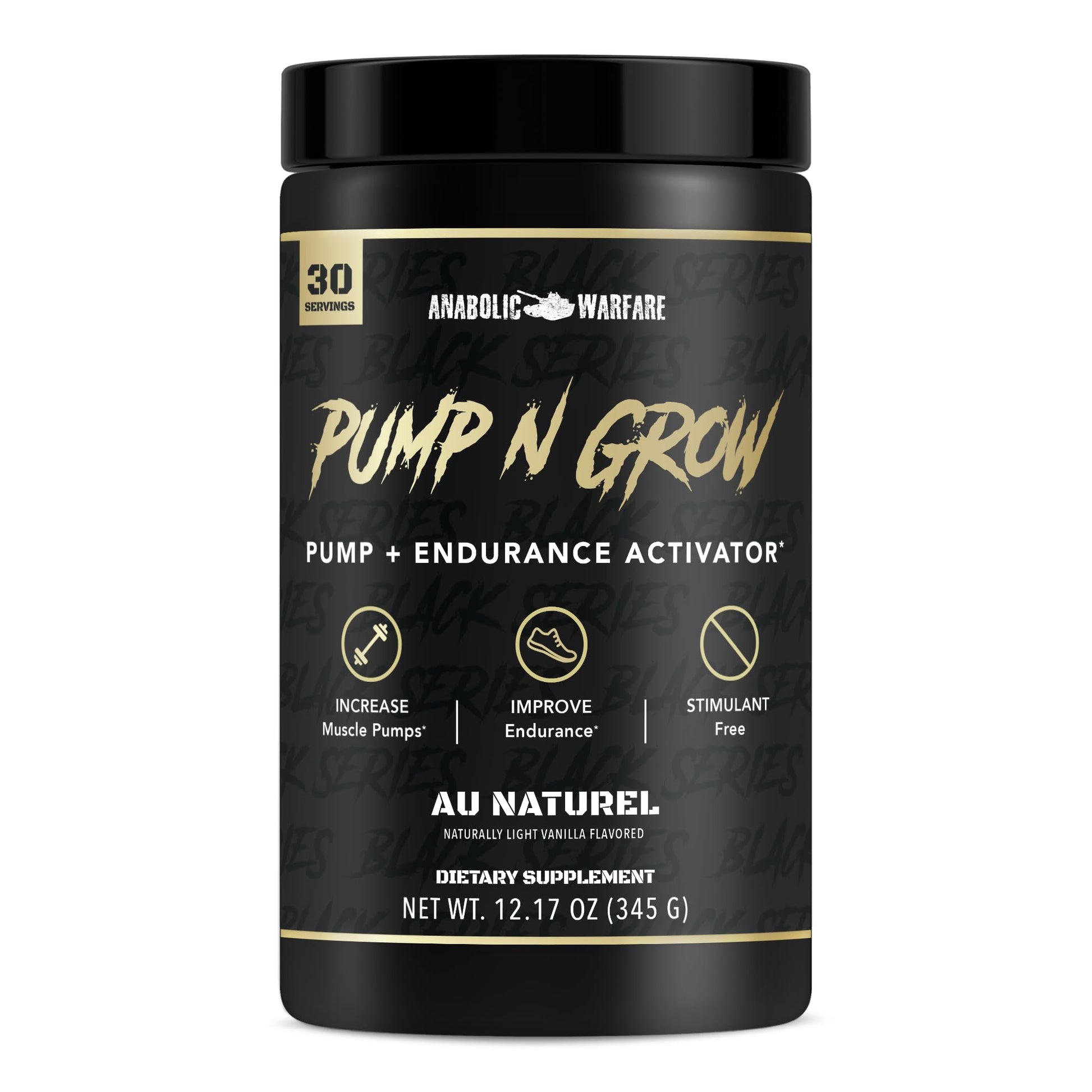 Anabolic Warfare Pump-N-Grow Muscle Pump Supplement Caffeine-Free Pre-Workout Powder with L-Citrulline, L-Arginine, Beta-Alanine, 14.8 Ounces